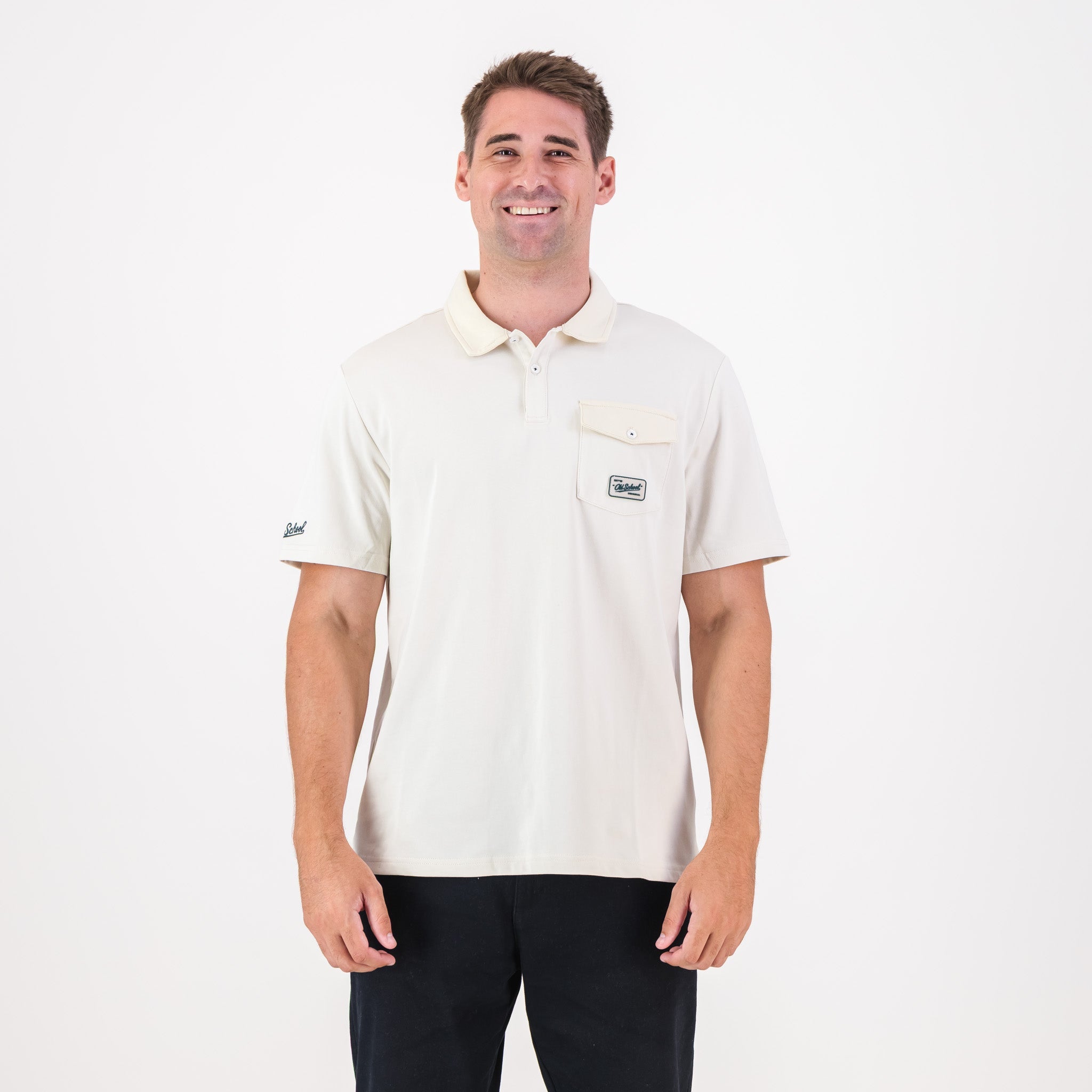 Old School Leisure Pocket SS Polo Ivory - Old School