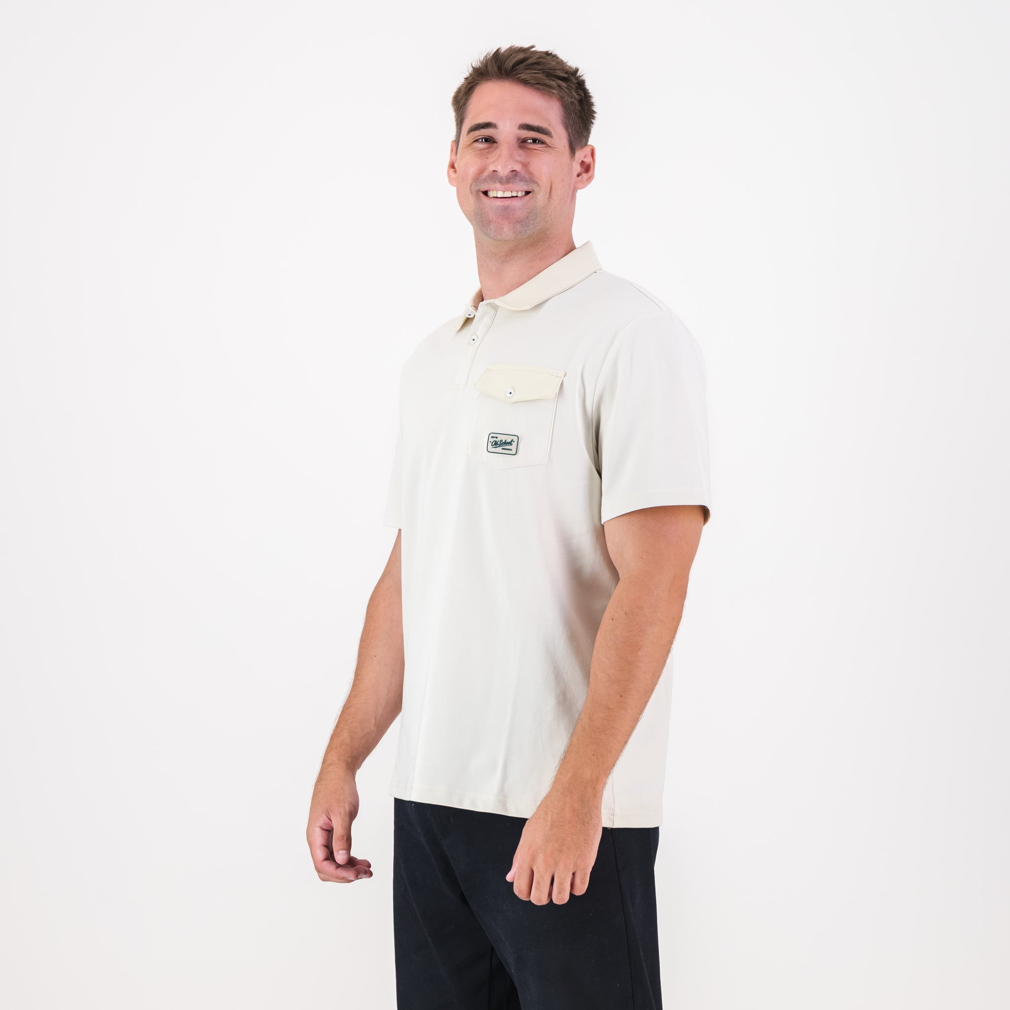 Old School Leisure Pocket SS Polo Ivory - Old School