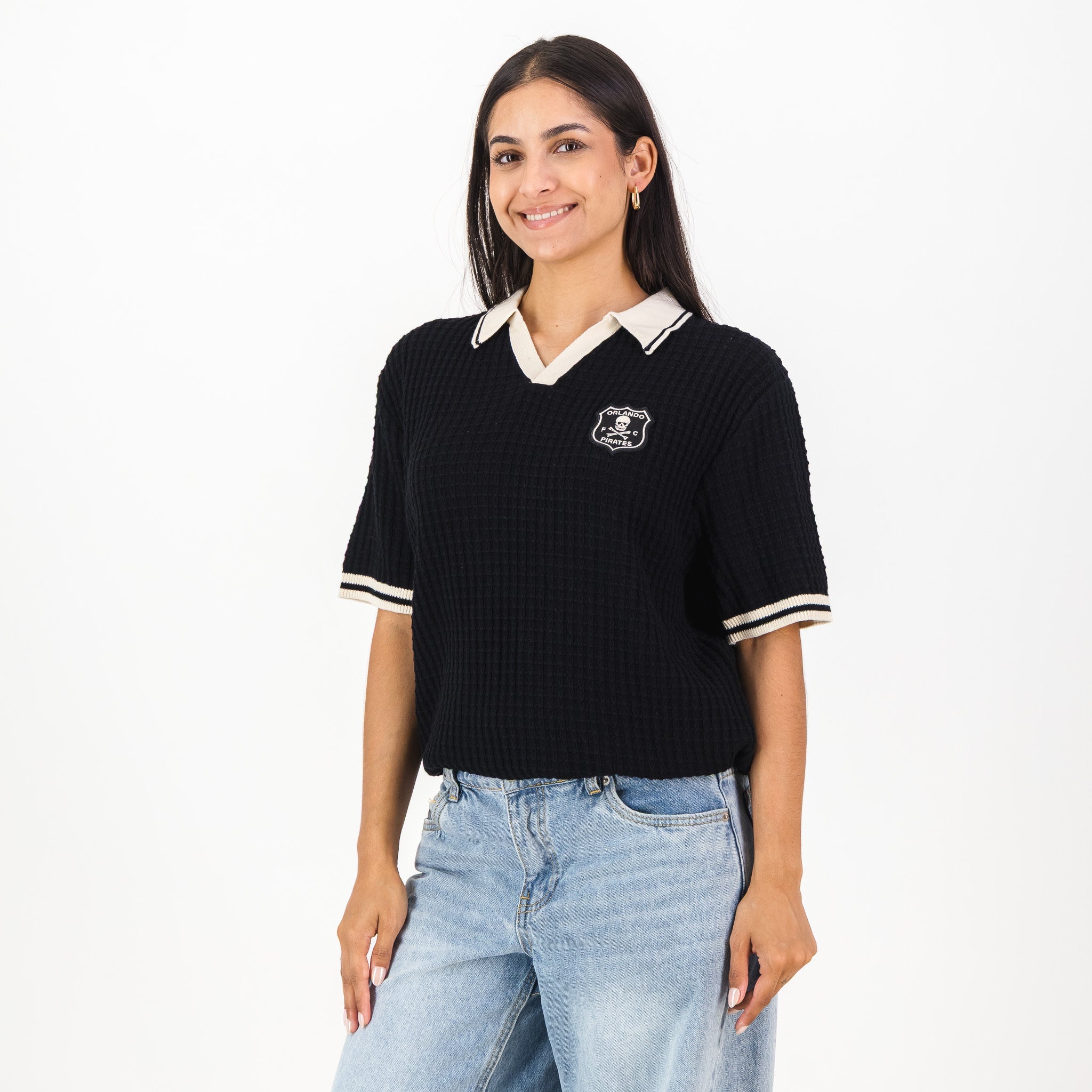 Orlando Pirates Basket Weave SS Knit Jersey - Black - Old School