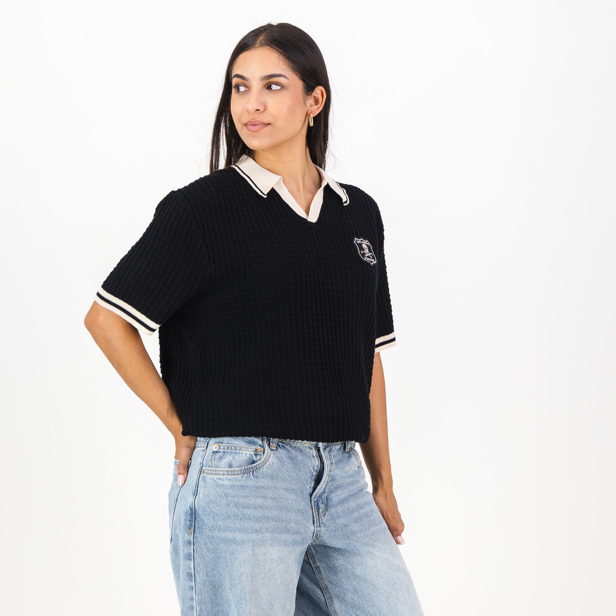 Orlando Pirates Basket Weave SS Knit Jersey - Black - Old School