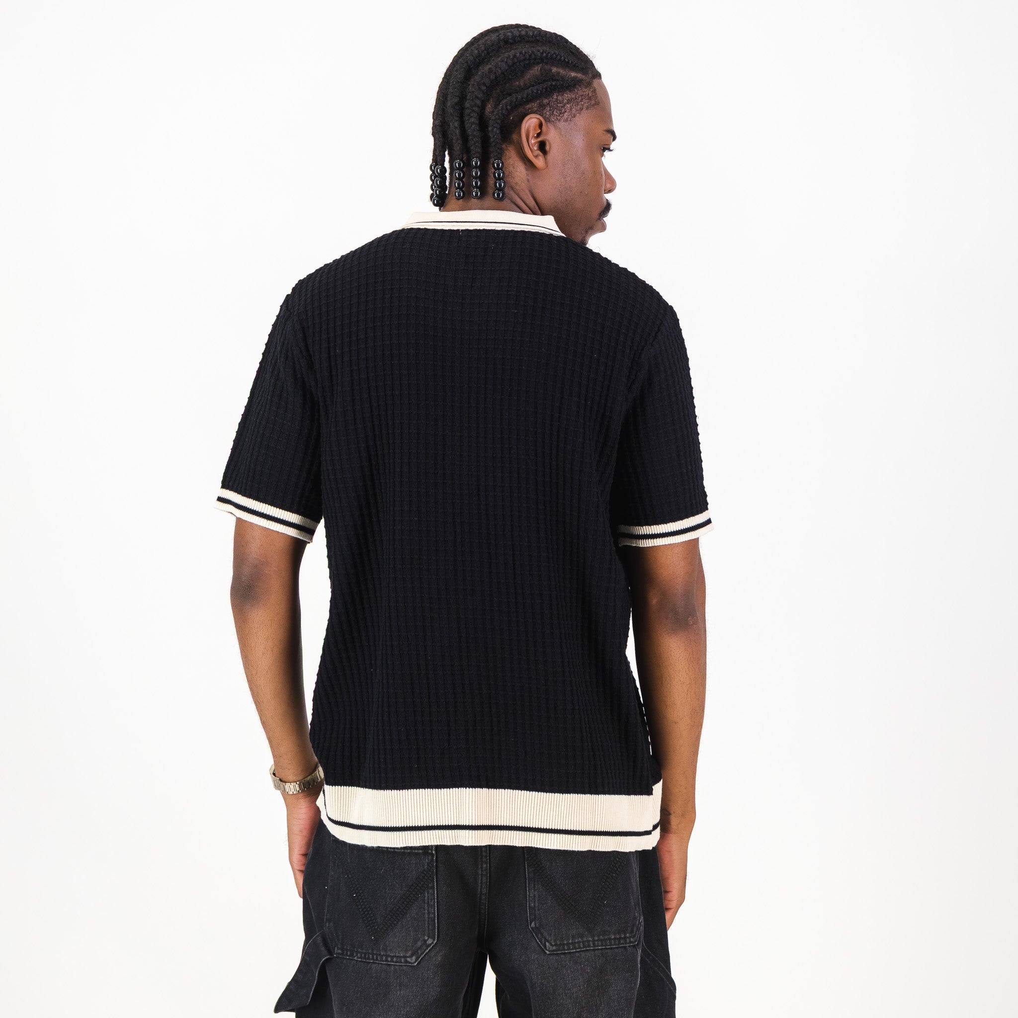 Orlando Pirates Basket Weave SS Knit Jersey - Black - Old School
