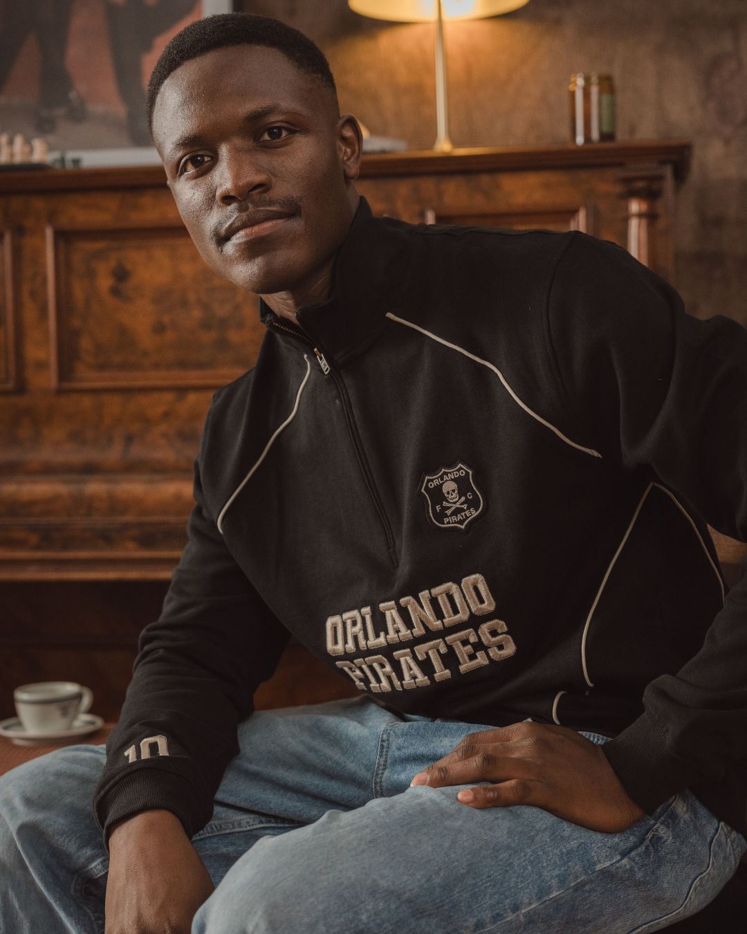 Orlando Pirates Piped Quarter Zip Sweat - black - Old School
