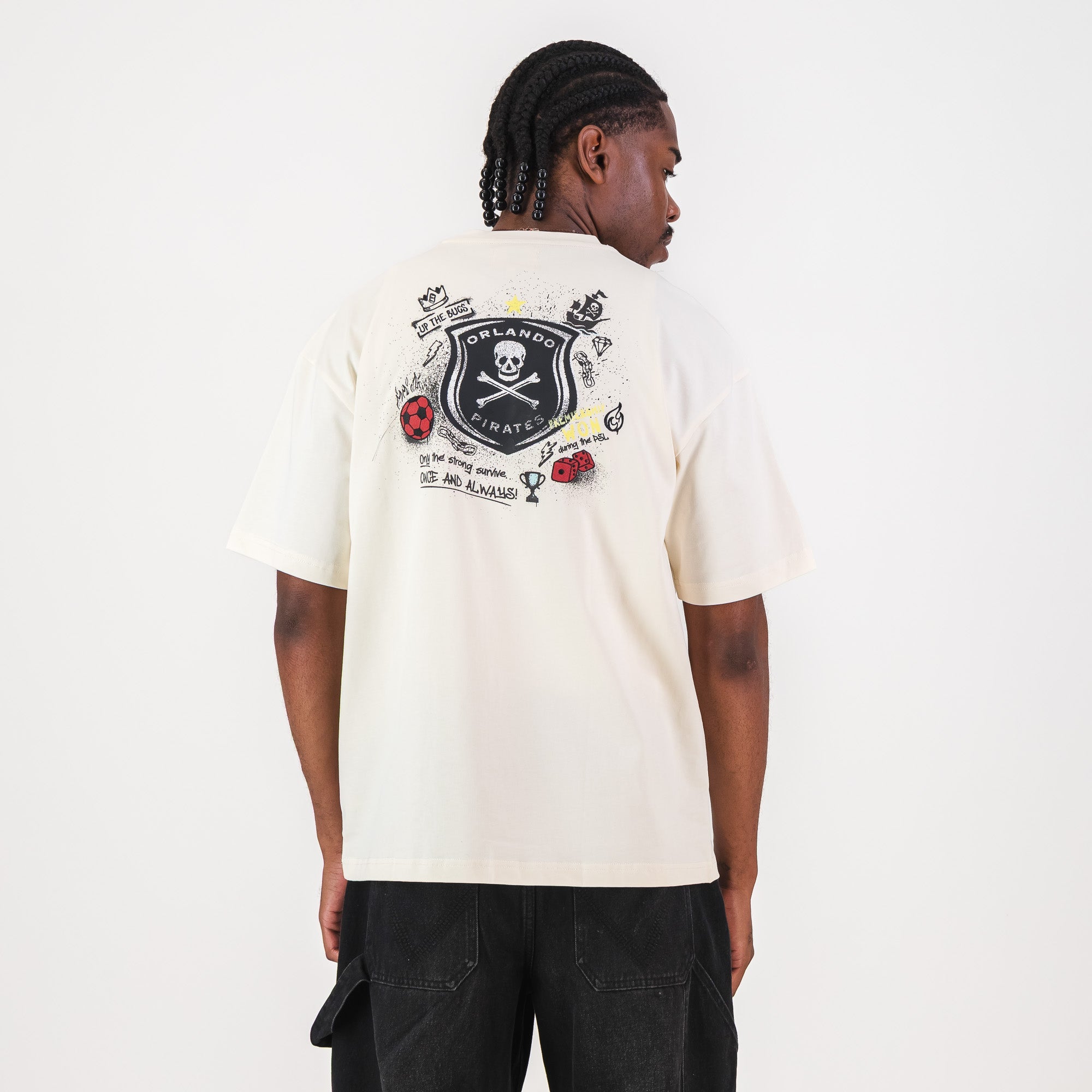 Orlando Pirates Quirky Boxy Tee - Ivory - Old School