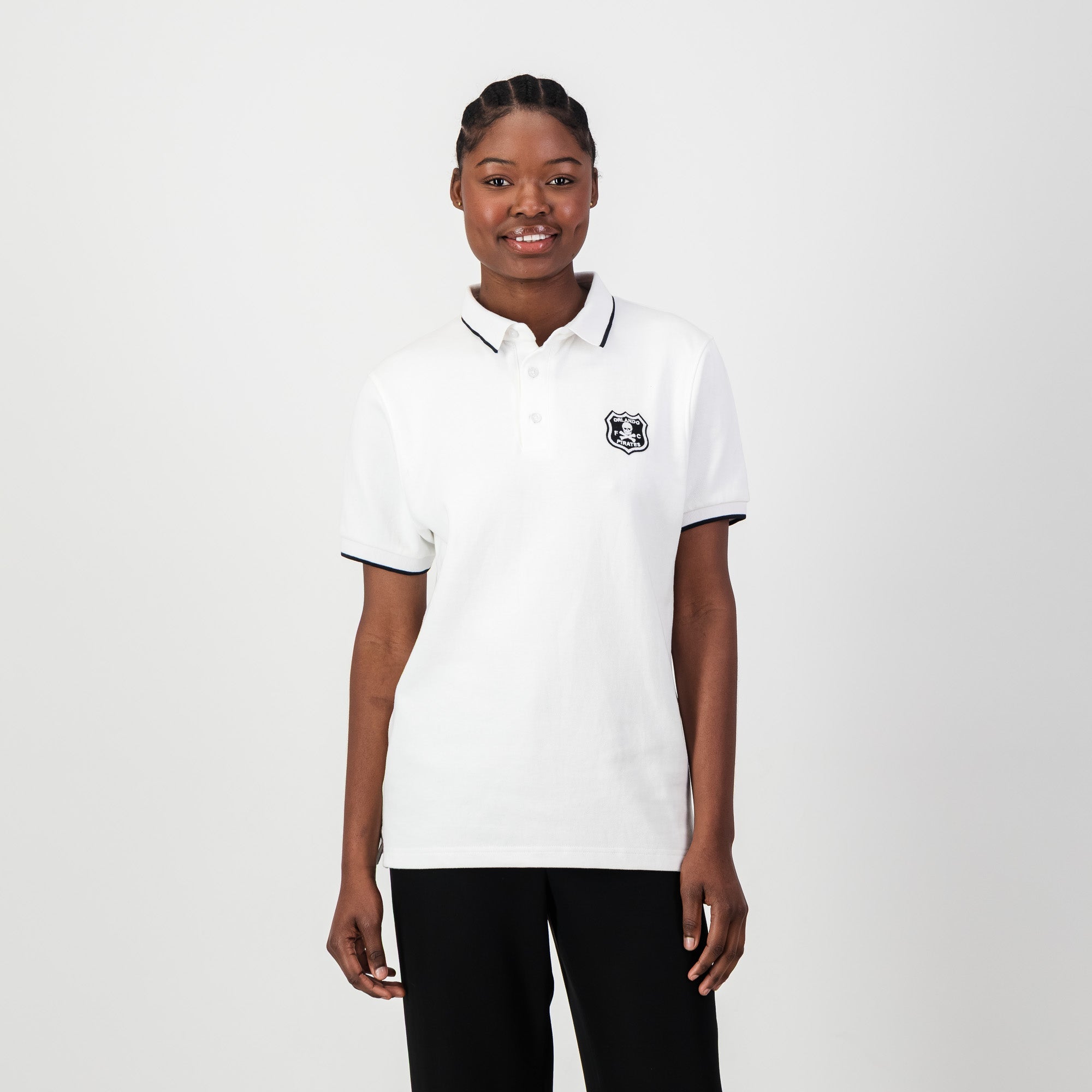 Orlando Pirates Tipped Polo - White - Old School
