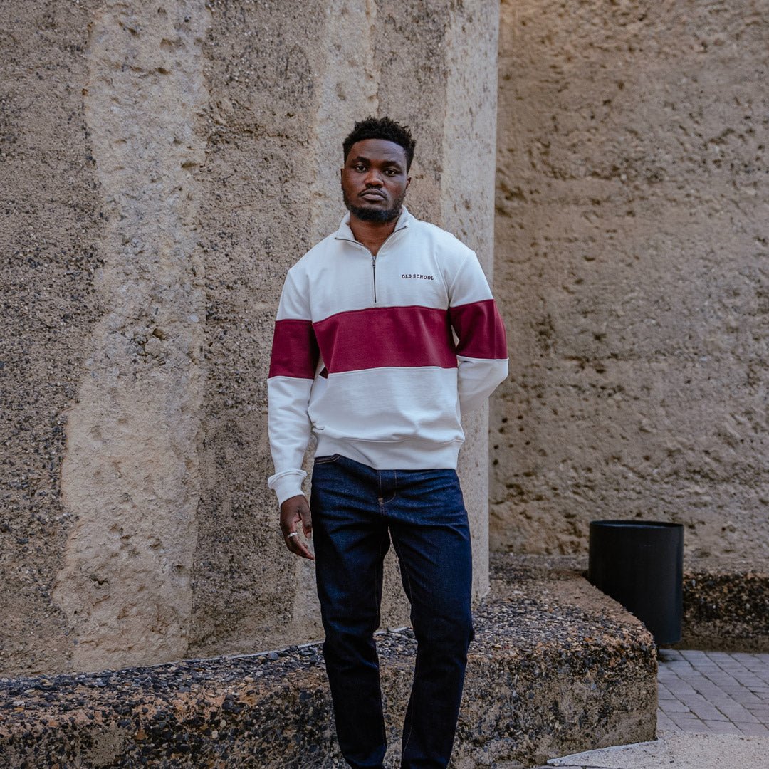 Quarter Zip Sweater - Maroon - Old School