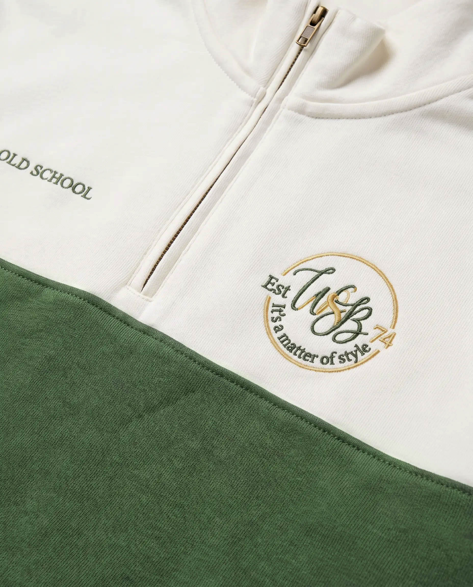 Schools Wag 'n Bietjie Quarter Zip Sweat Panel Green White