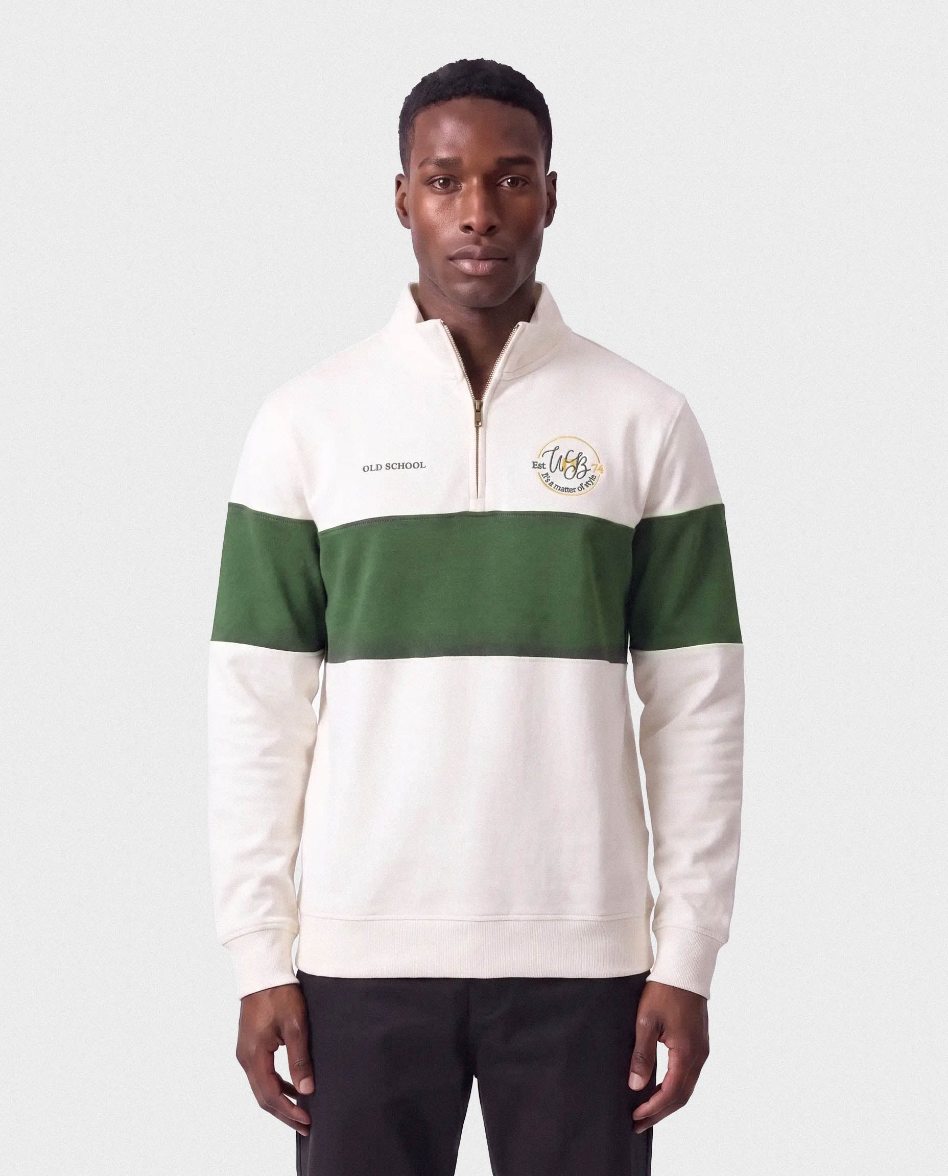 Schools Wag 'n Bietjie Quarter Zip Sweat Panel Green White