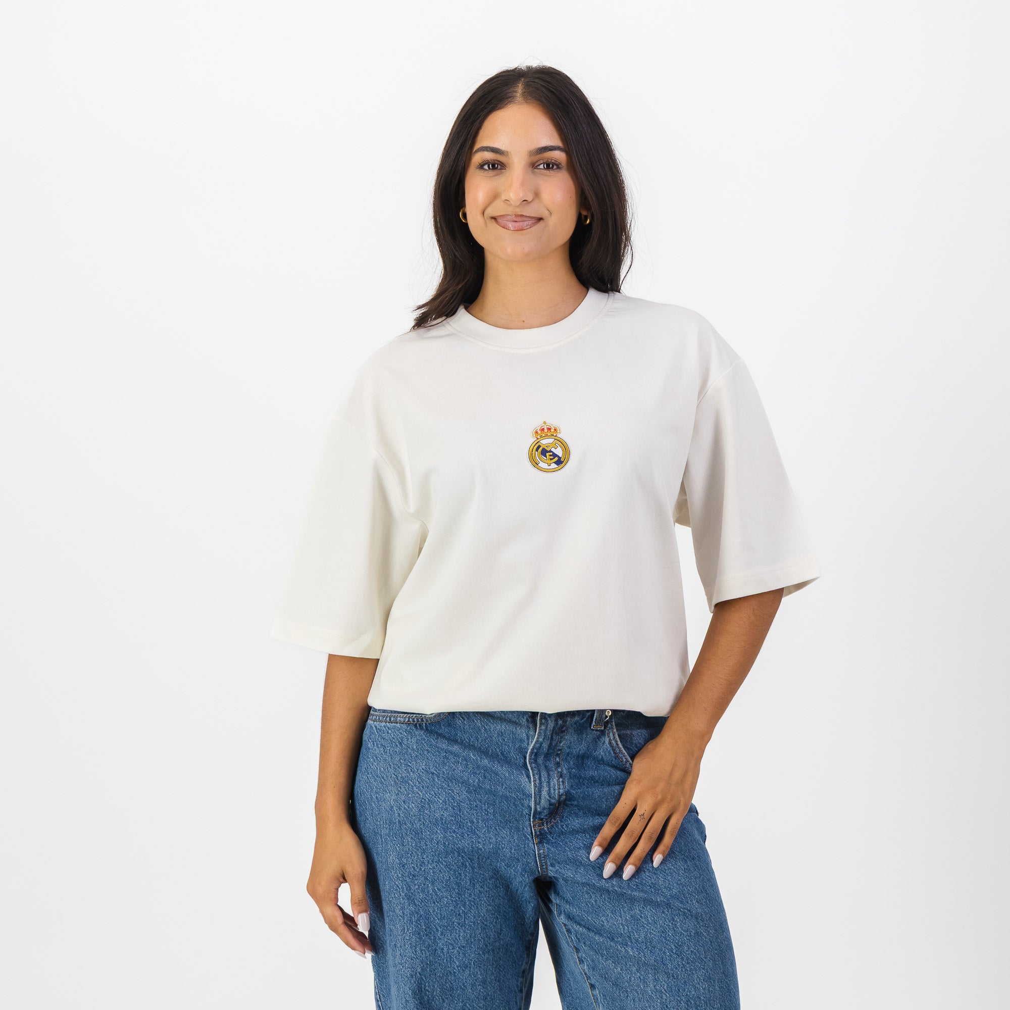 Real Madrid Crest Boxy Tee - Cloud Dancer - Old School