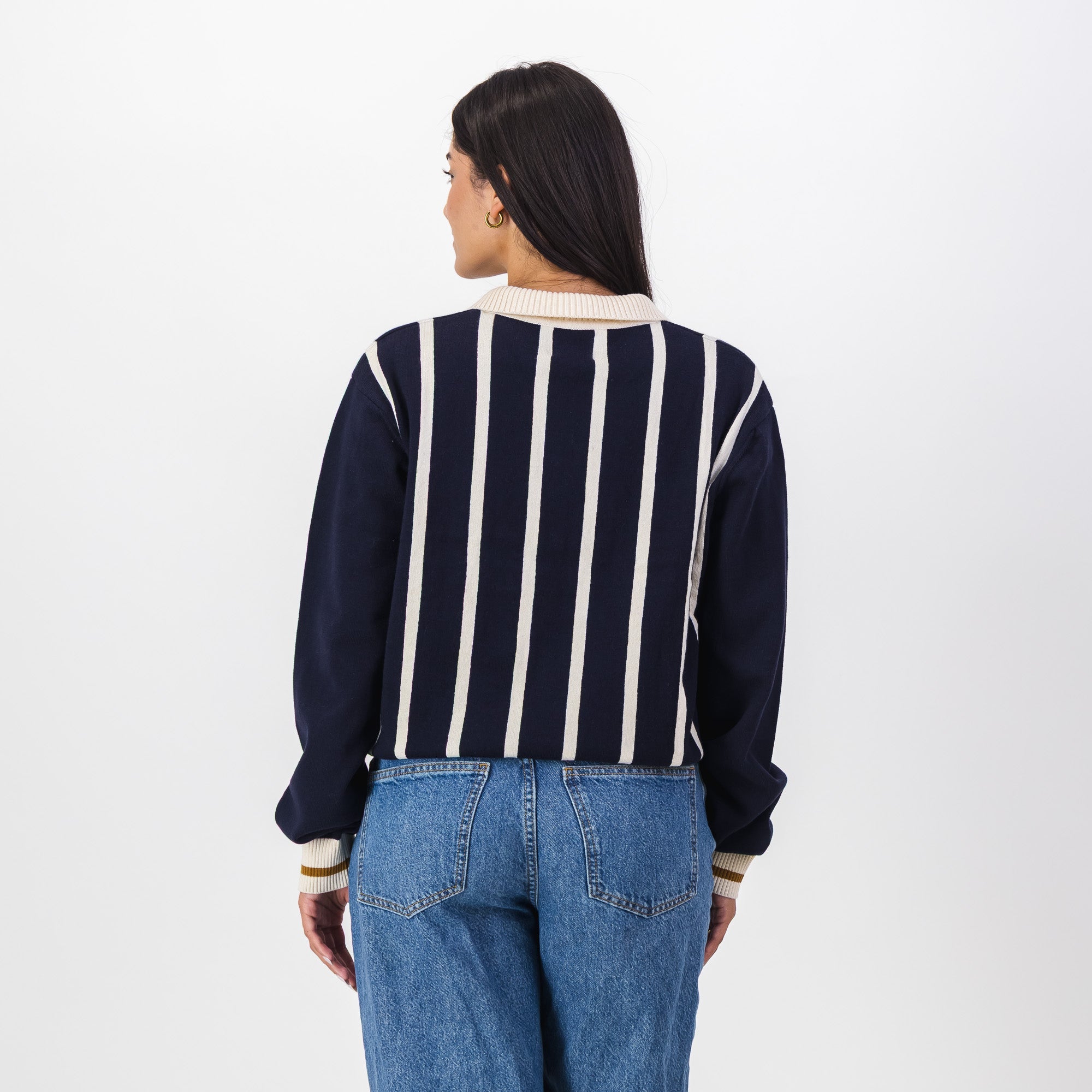 Real Madrid Stripe LS Knit Jersey - Navy - Old School