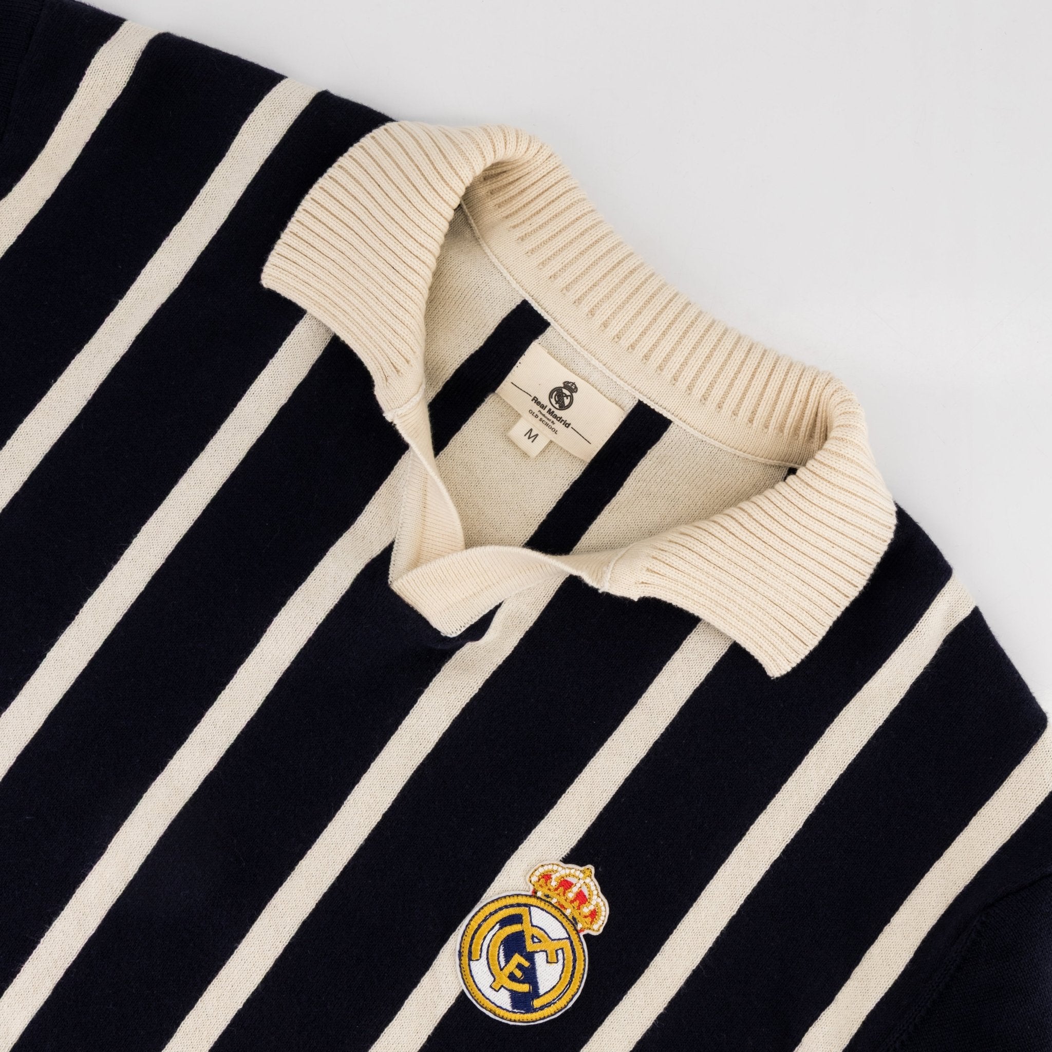 Real Madrid Stripe LS Knit Jersey - Navy - Old School