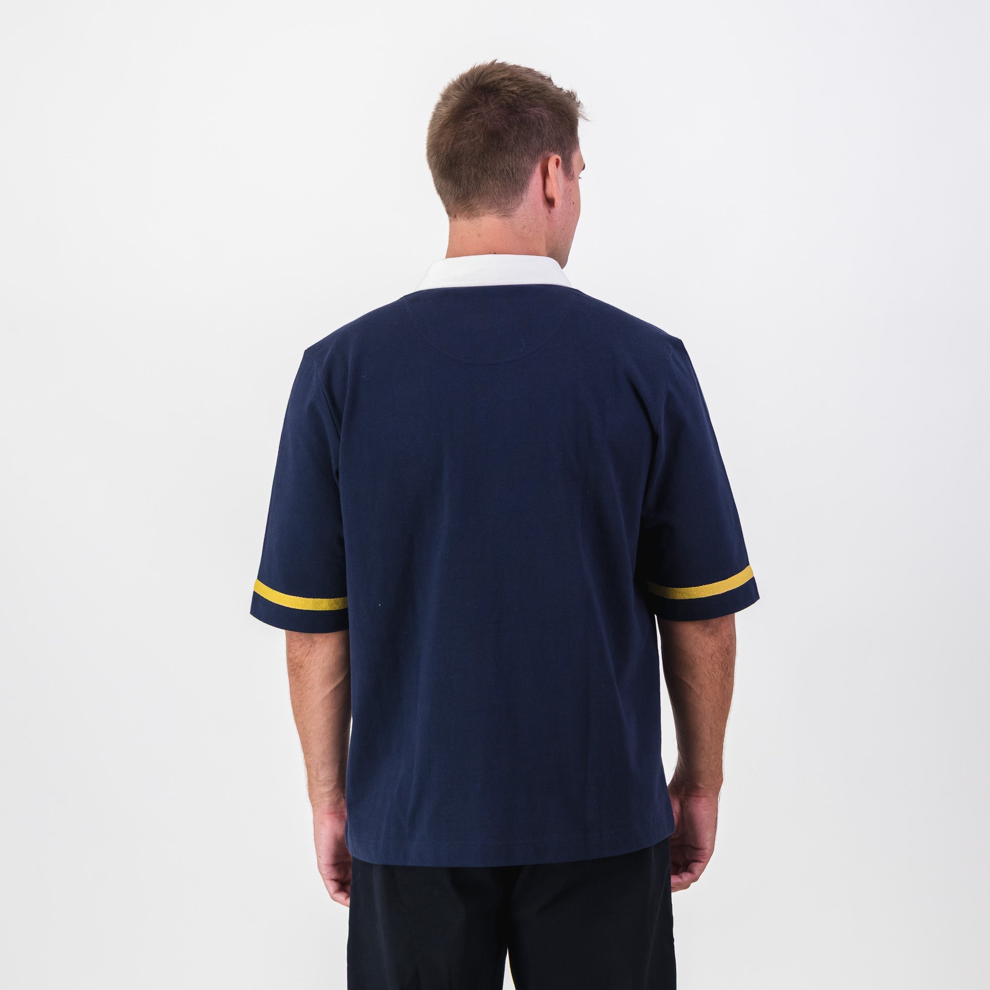 Real Madrid Twill Tape Detail SS Rugby Polo - Navy - Old School