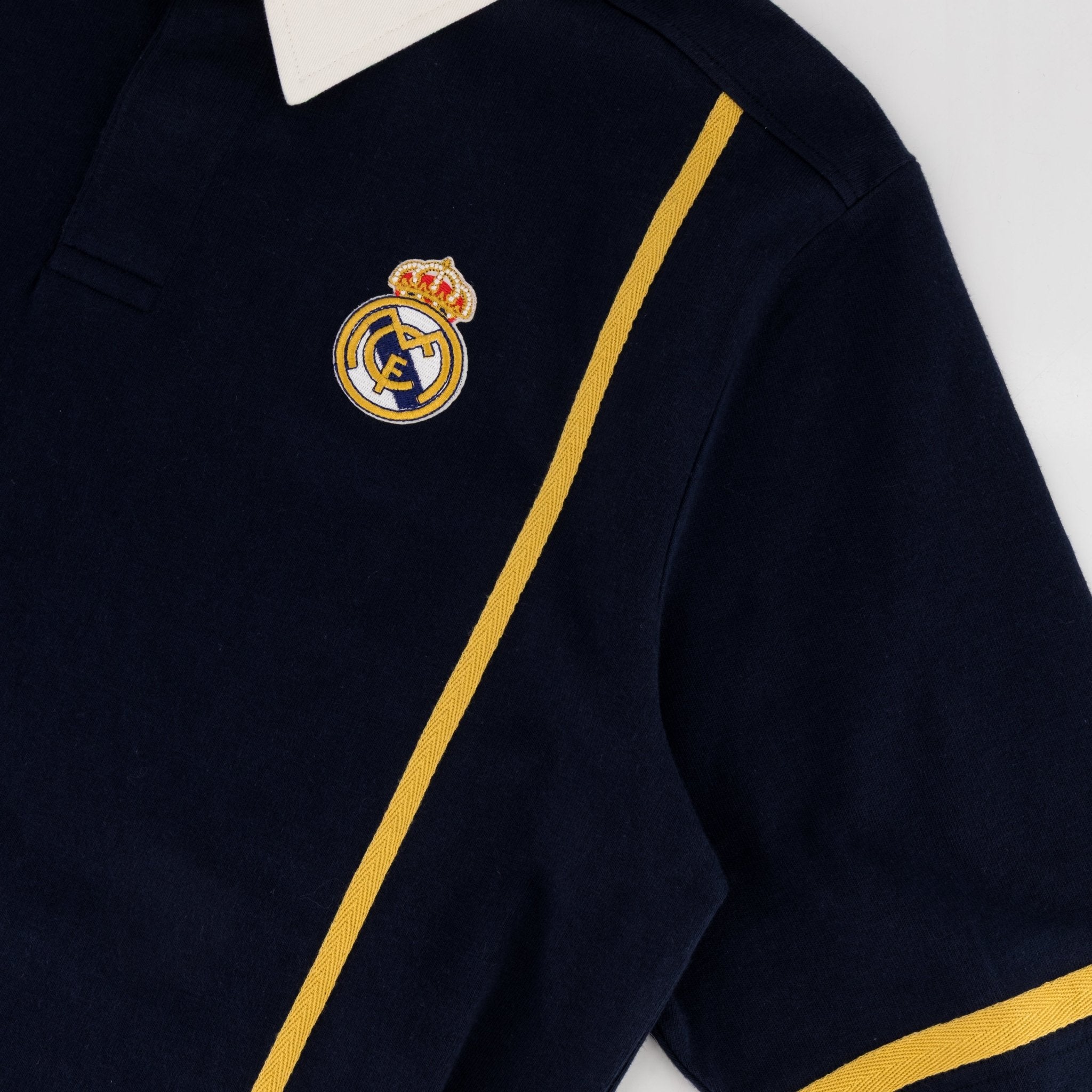 Real Madrid Twill Tape Detail SS Rugby Polo - Navy - Old School