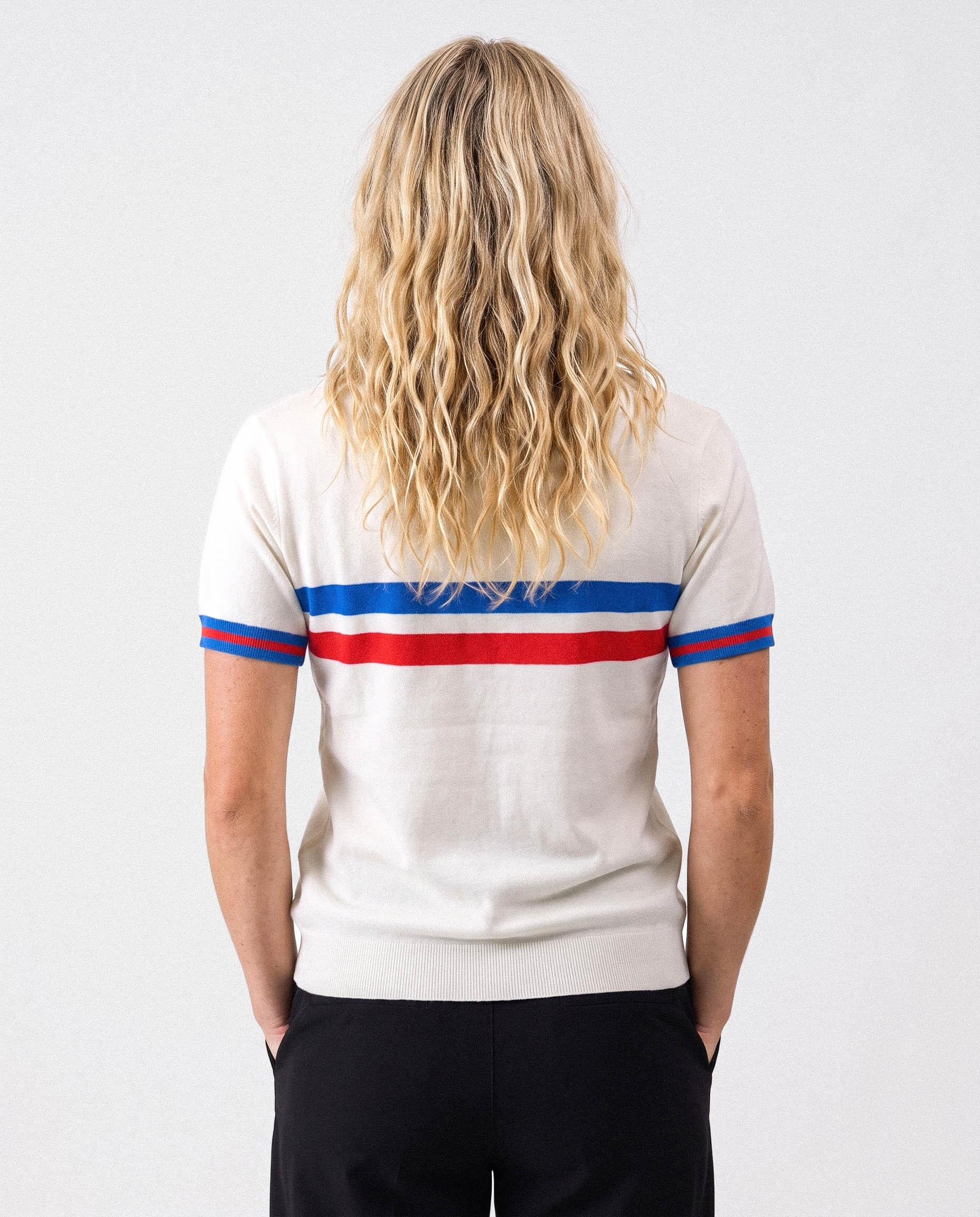 France Football Retro Stripe SS Knit Polo White