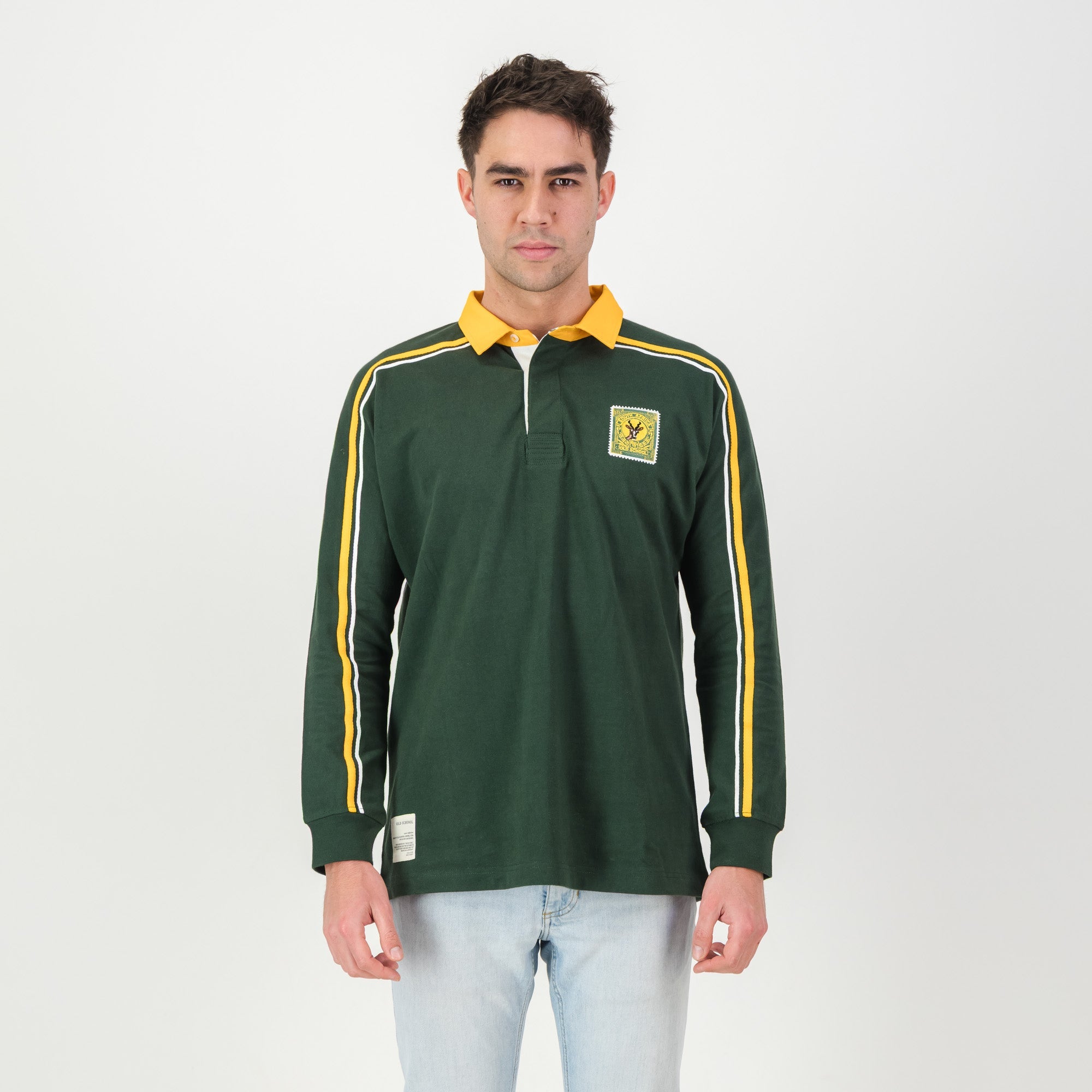 SA Supporters Styled LS Rugby Jersey - OS Green - Old School