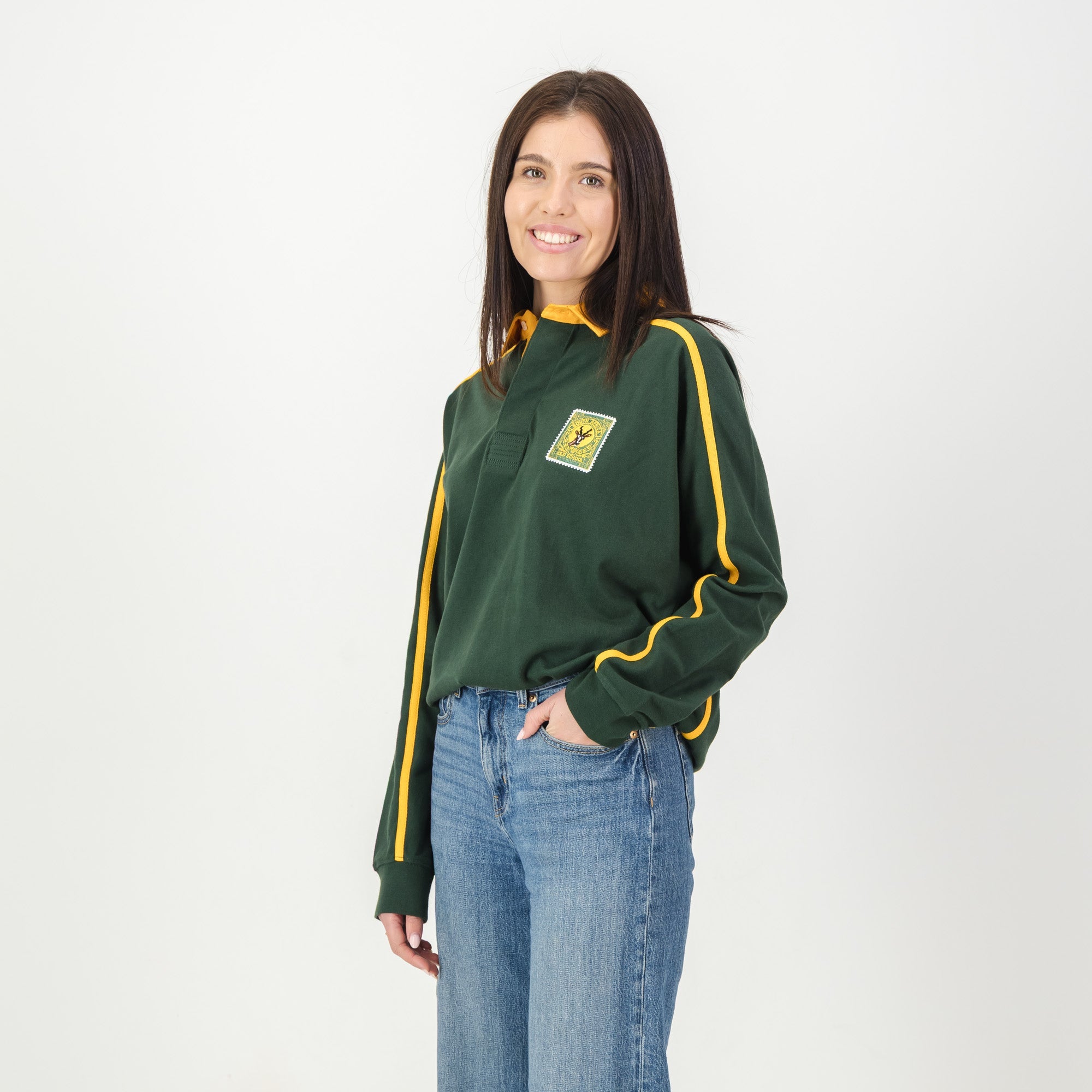 SA Supporters Twill Raglan LS Rugby Jersey - OS Green - Old School