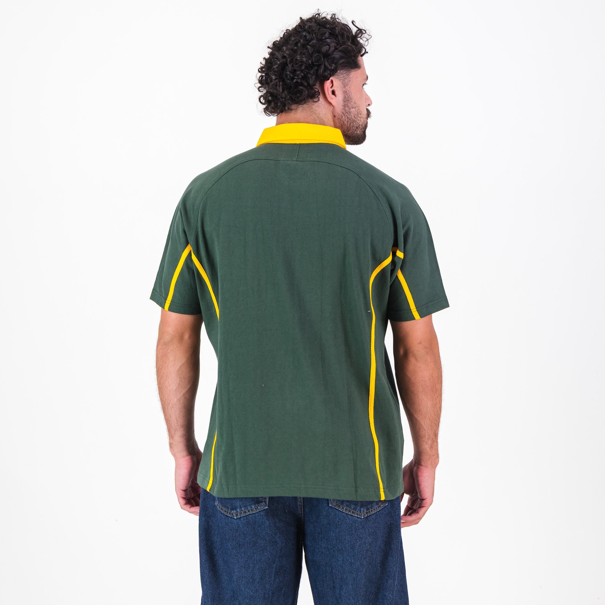 SA Supporters Twill Sleeve SS Rugby Jersey Raglan Green - Old School