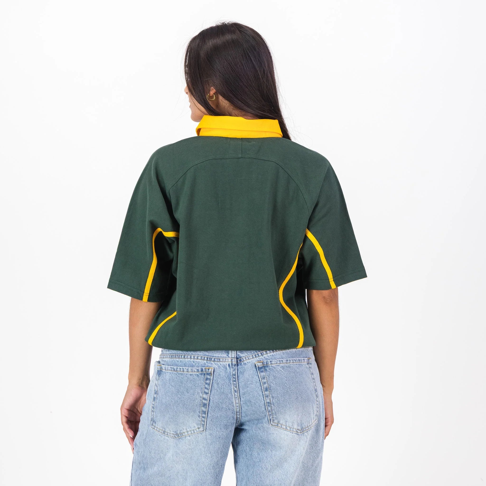 SA Supporters Twill Sleeve SS Rugby Jersey Raglan Green - Old School