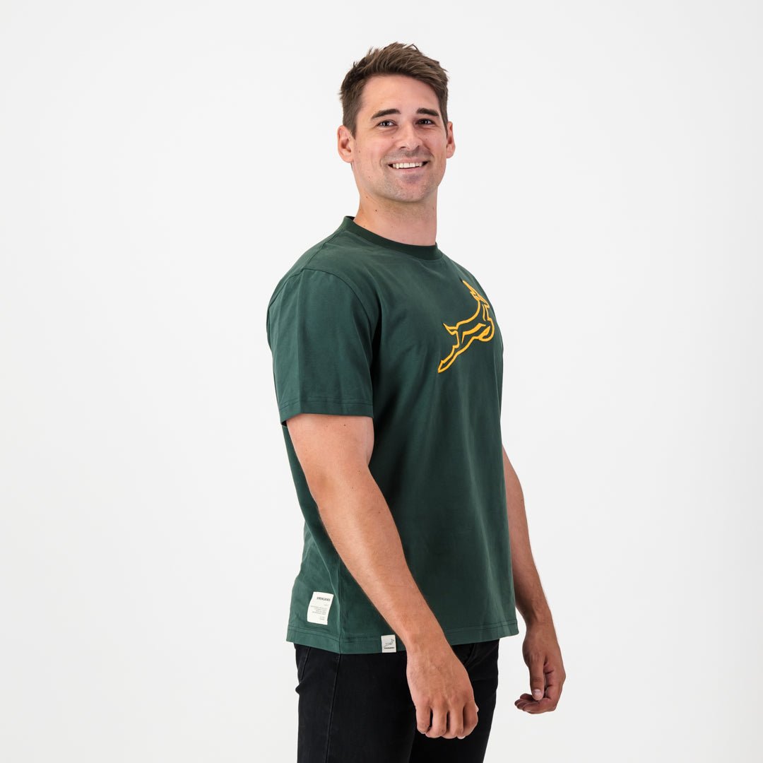 Satin Stitch Springboks Crew Tee - OS Green - Old School