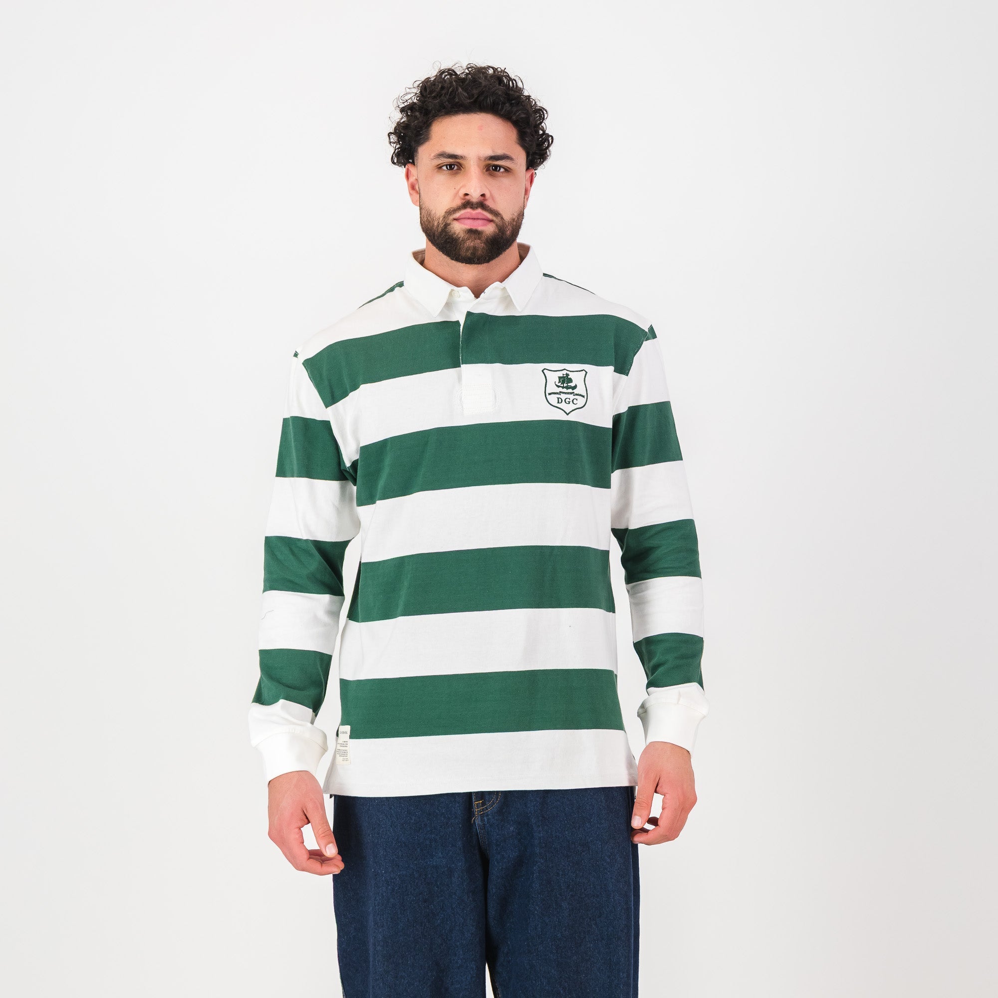 Schools Durban Girls College SA Supporters 8X8 Stripe LS Rugby Jersey - OS Green - Old School