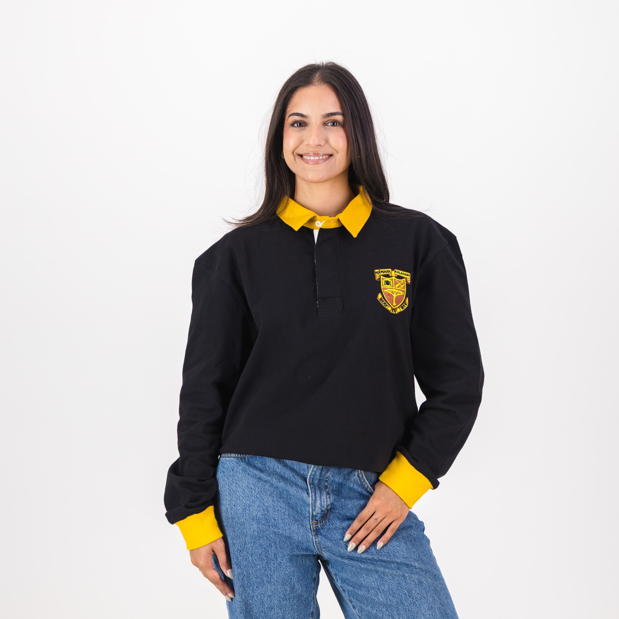 Schools Kalahari Long Sleeve Rugby Jersey Plain Black - Old School