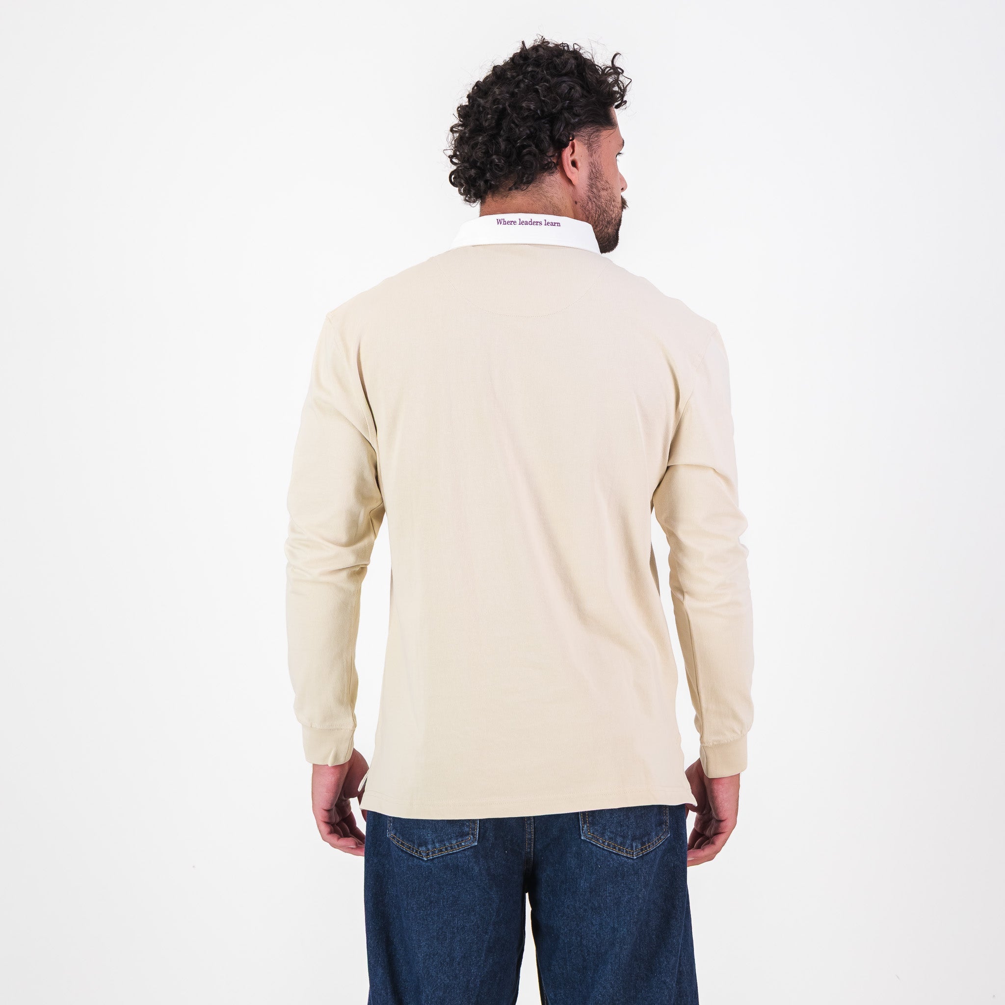 Schools Rhodes University Long Sleeve Rugby Jersey Plain Ivory - Old School