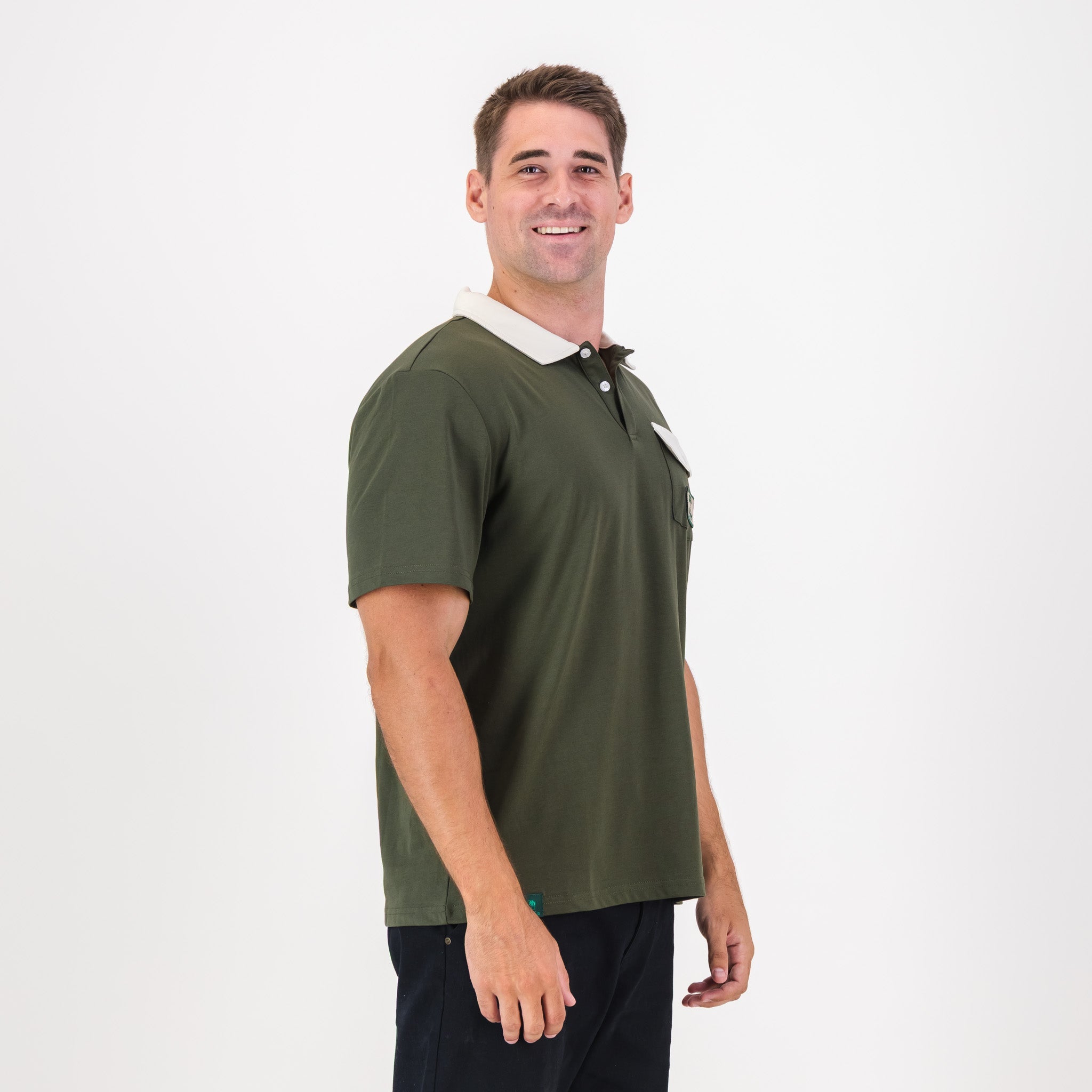 Southern Guards Retro Short Sleeve Golf Polo Pocket Patch Green - Old School