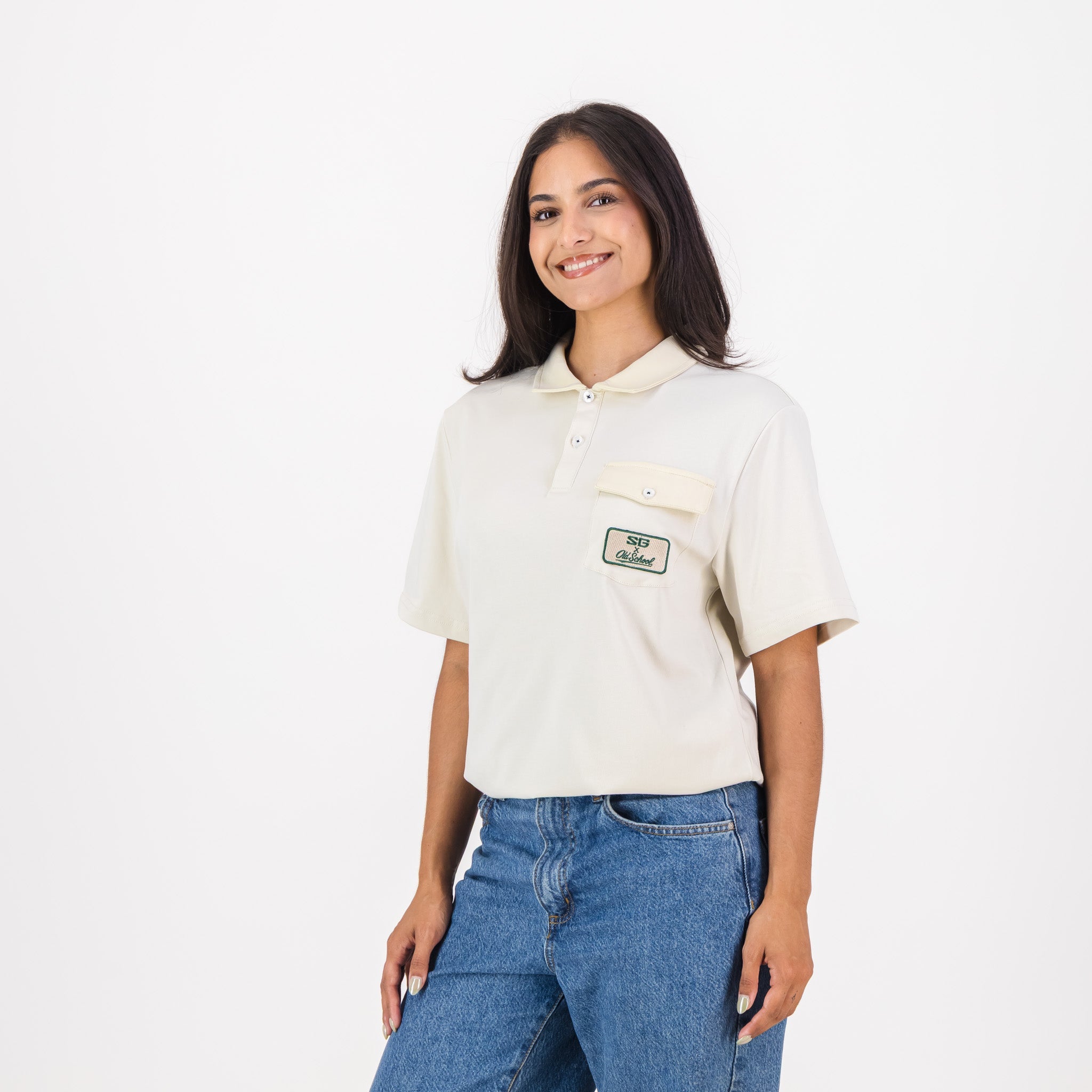 Southern Guards Retro Short Sleeve Golf Polo Pocket Patch Ivory - Old School