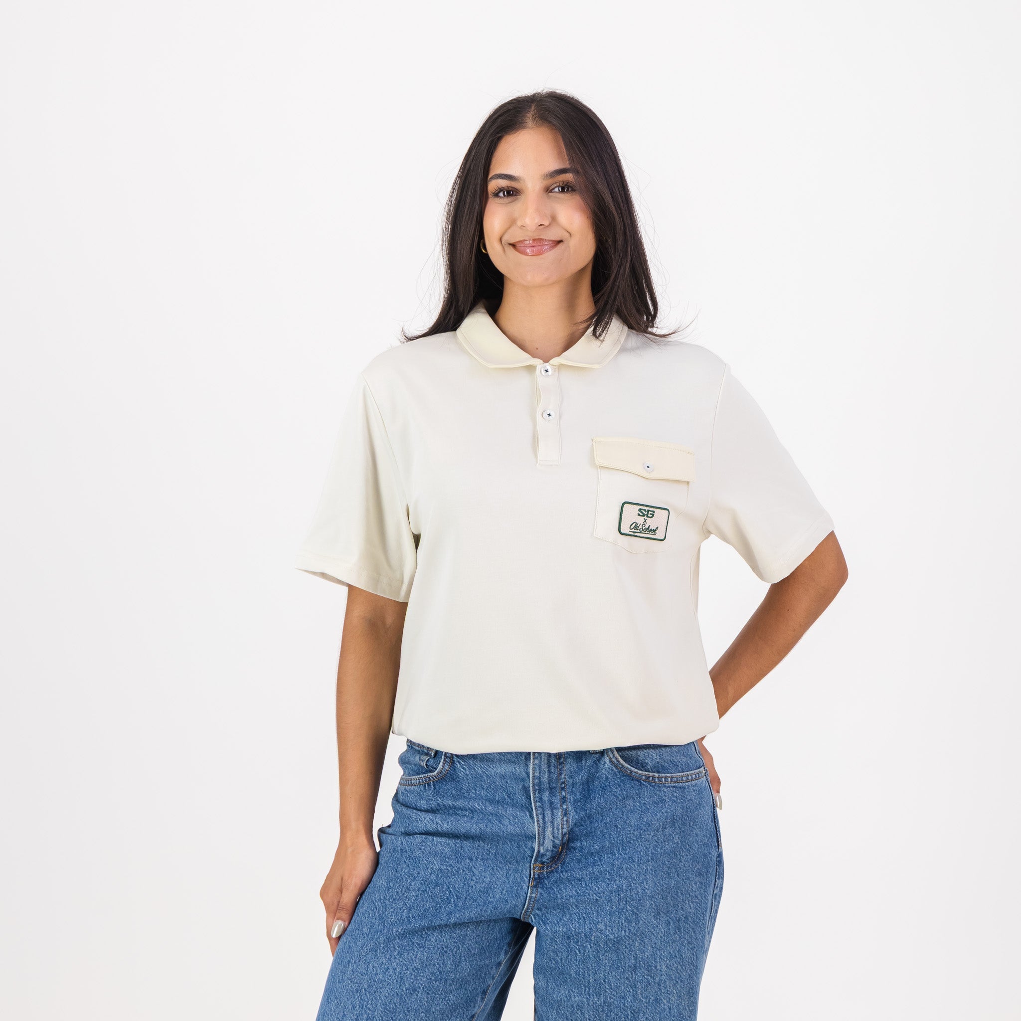 Southern Guards Retro Short Sleeve Golf Polo Pocket Patch Ivory - Old School