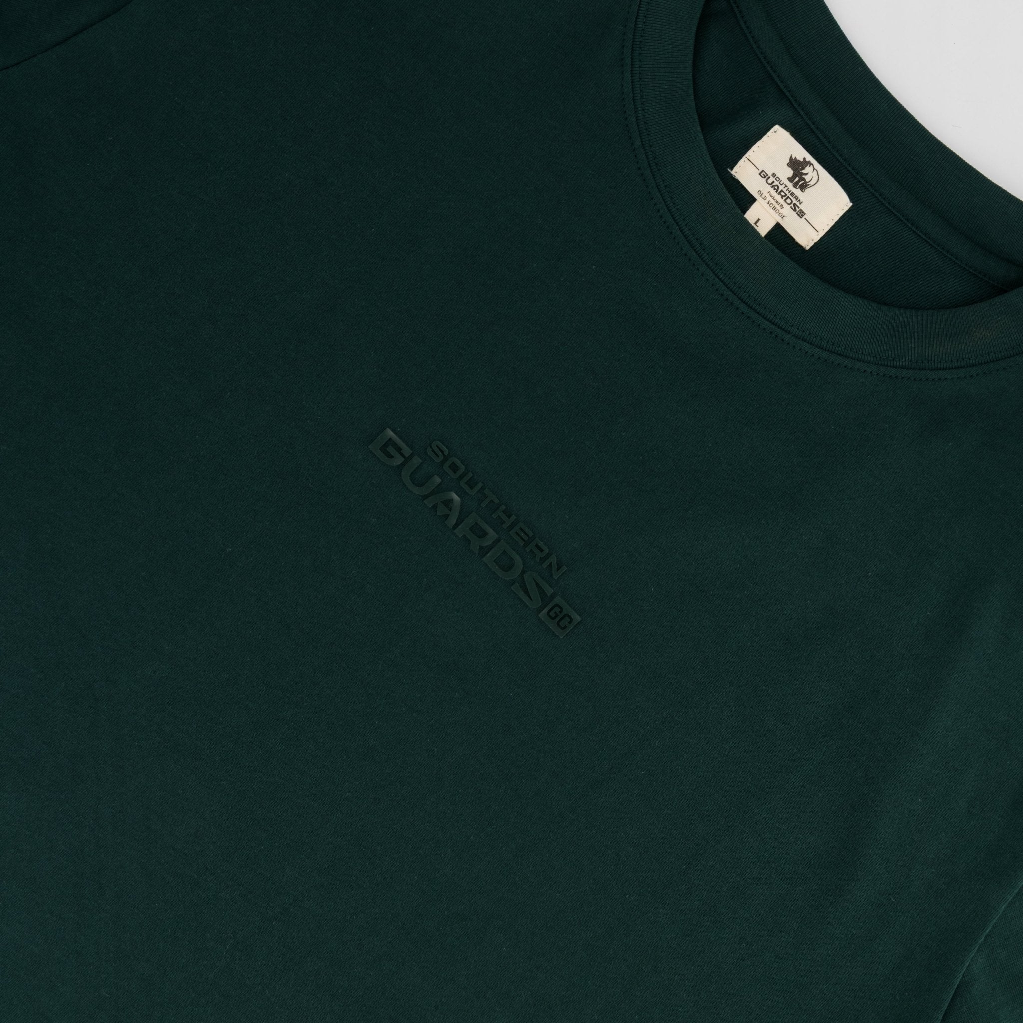 Southern Guards Stacked Logo Regular Crew T-Shirt Plain Green - Old School