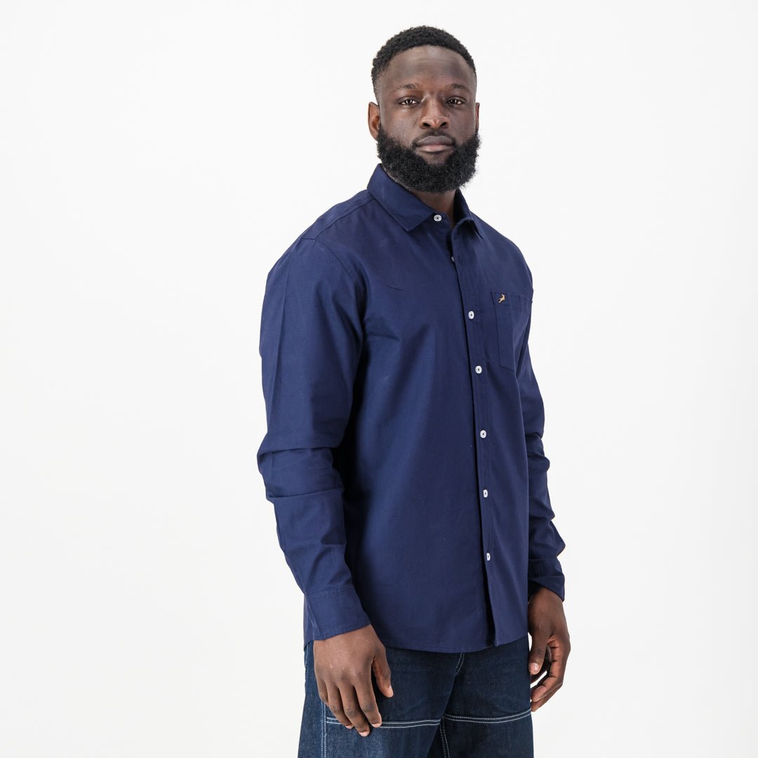 Springboks Classic Oxford Long Sleeve Shirt - Navy - Old School