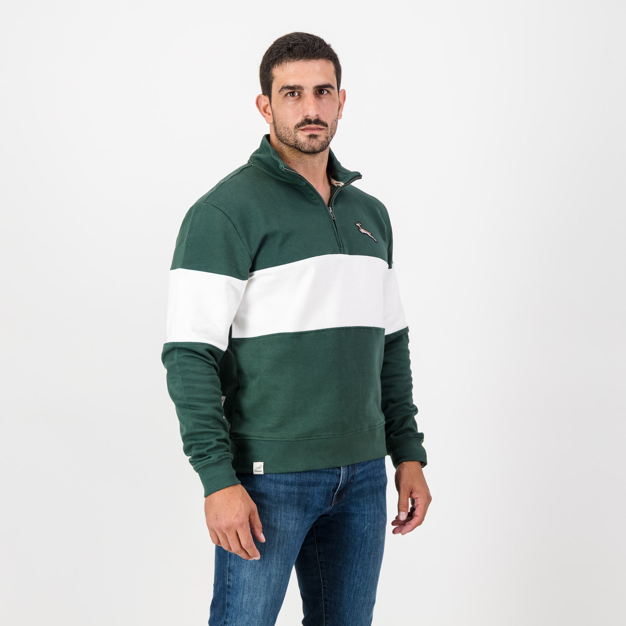 Springboks Classic Quarter Zip - OS Green - Old School