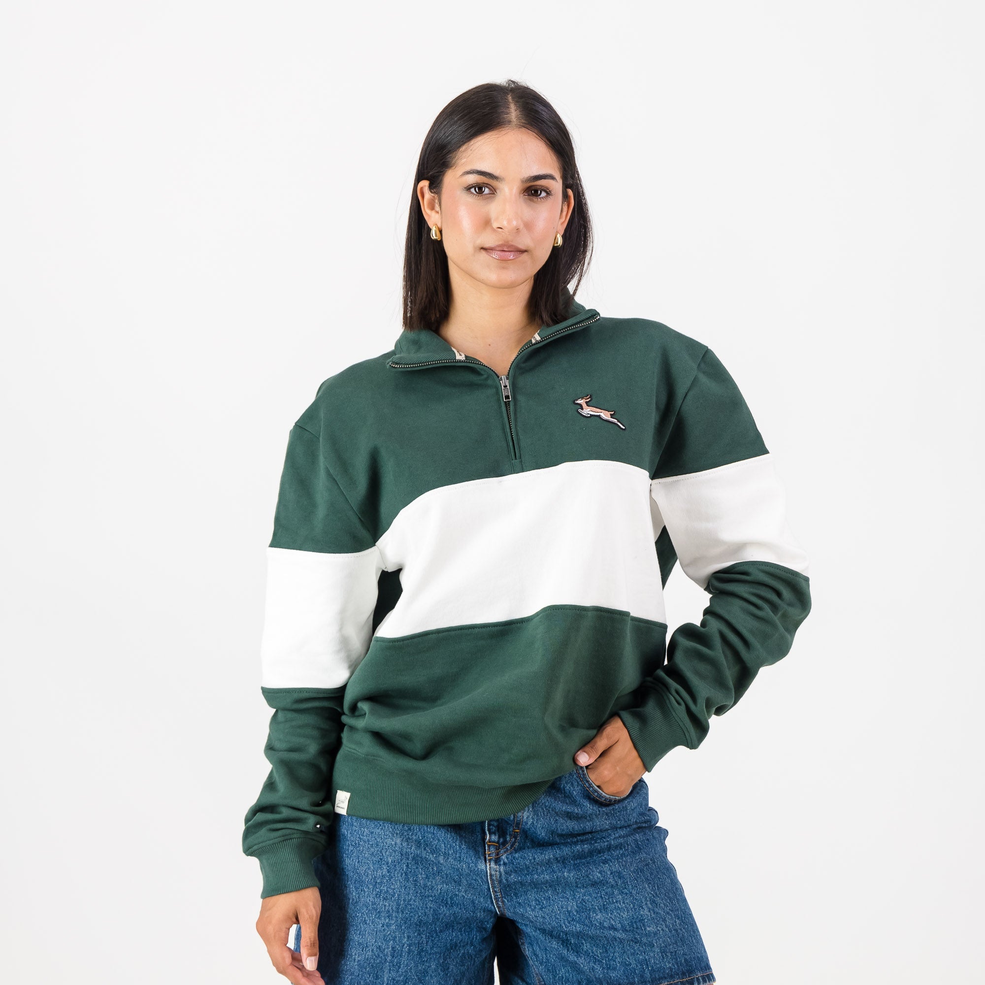 Springboks Classic Quarter Zip - OS Green - Old School