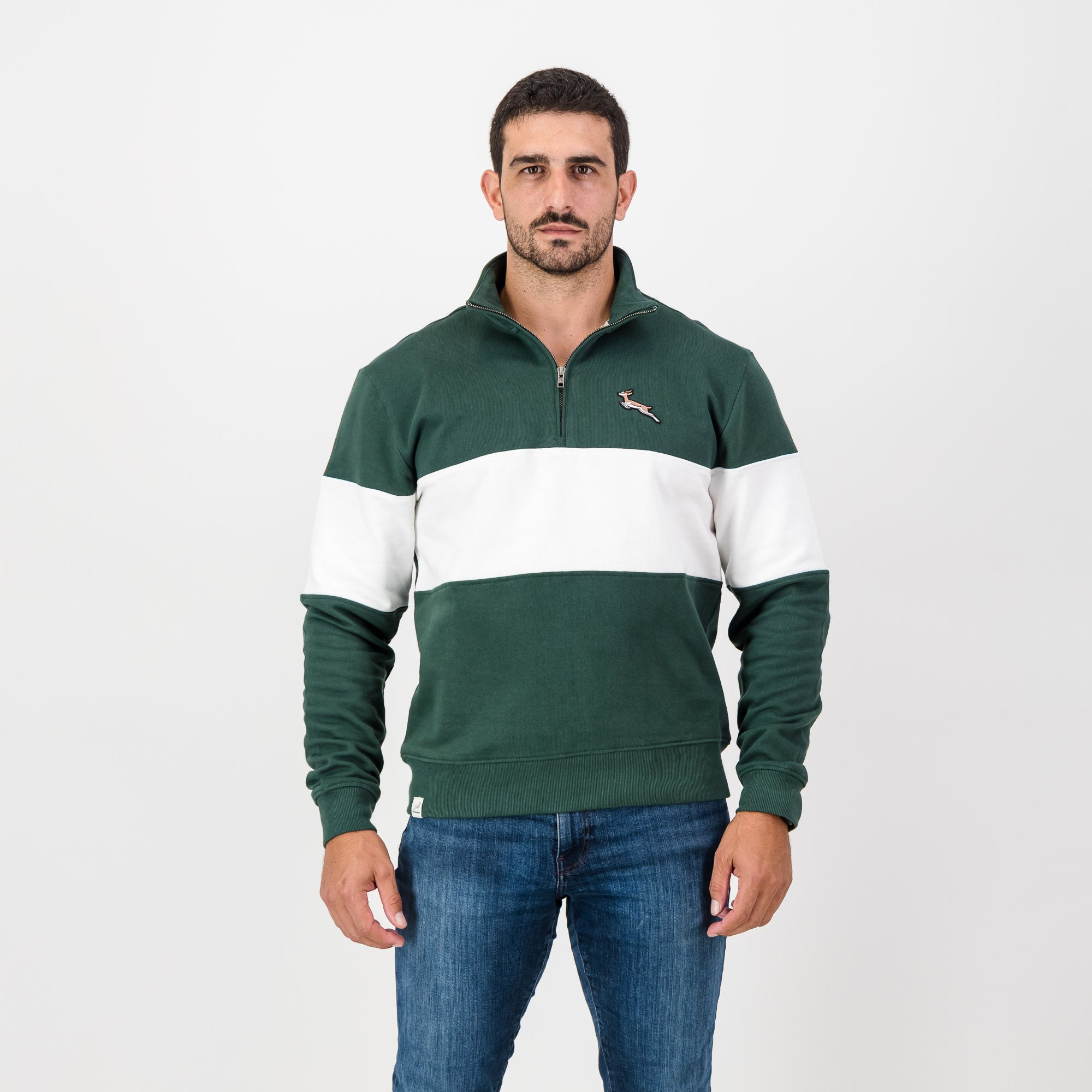 Springboks Classic Quarter Zip - OS Green - Old School