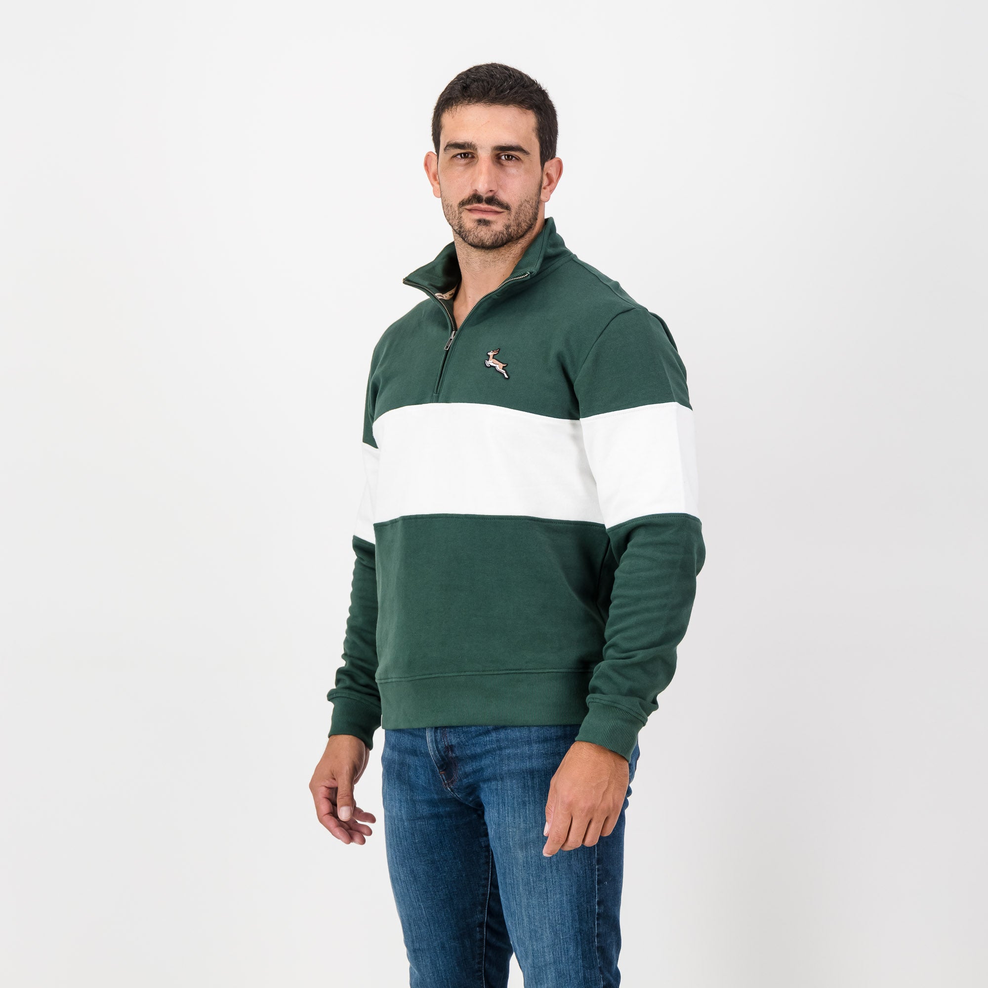 Springboks Classic Quarter Zip - OS Green - Old School