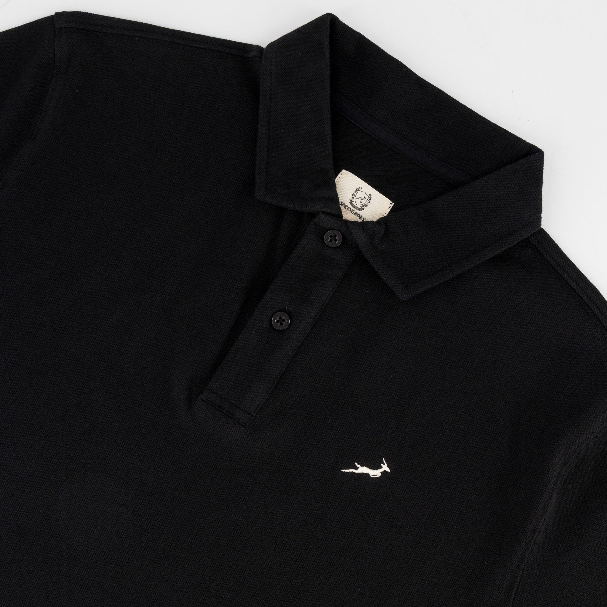 Springboks Contrast Embroidery Polo - Black - Old School