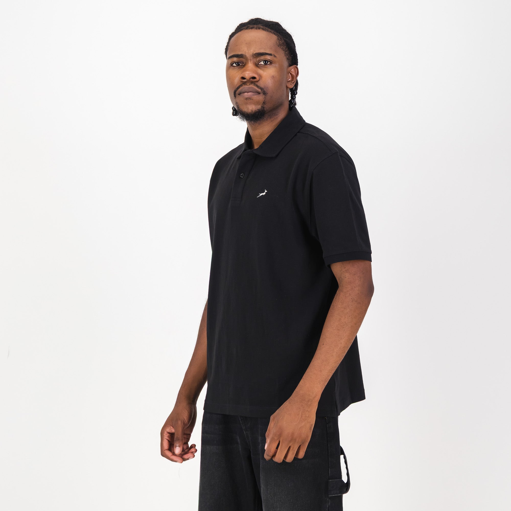 Springboks Contrast Embroidery Polo - Black - Old School