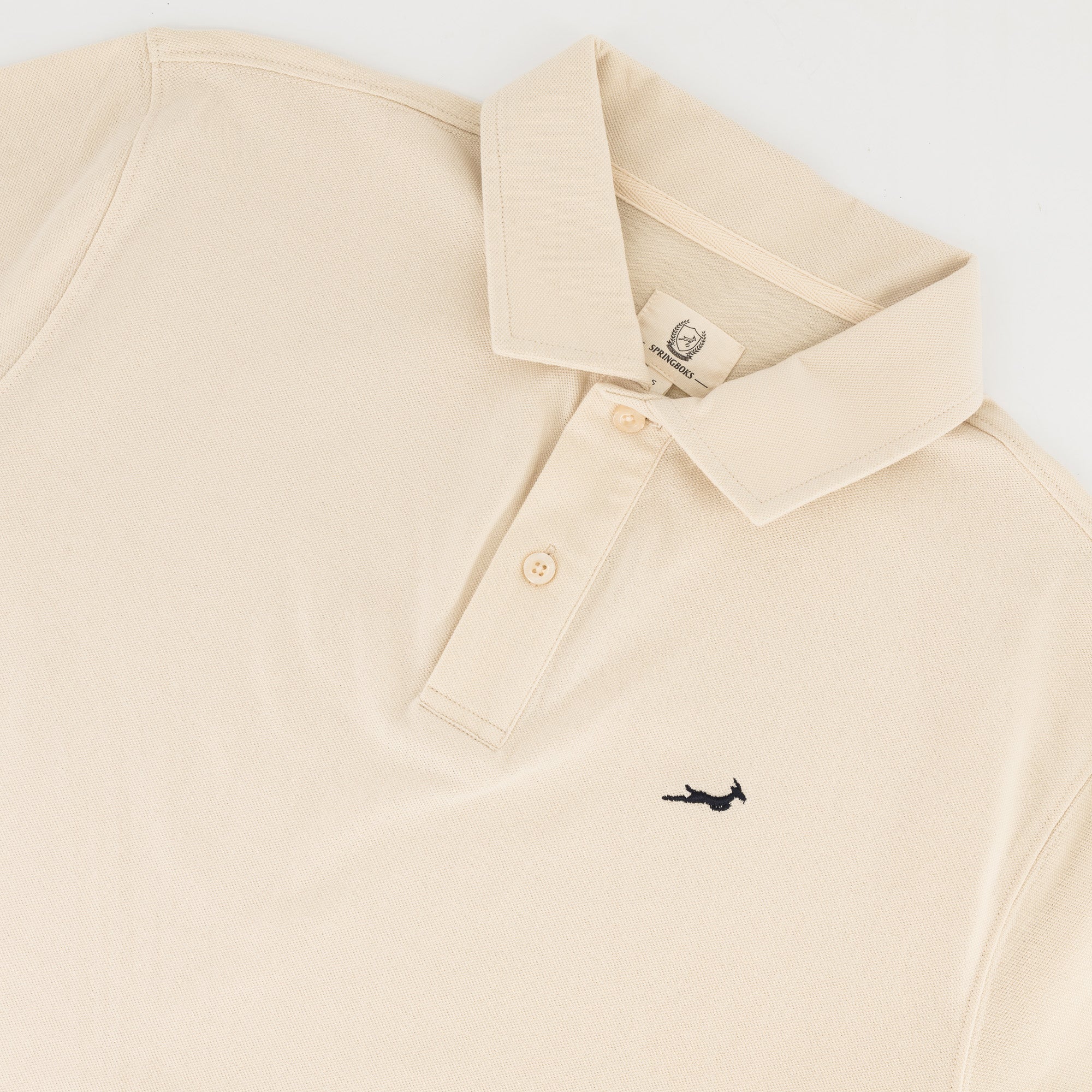 Springboks Contrast Embroidery Polo - Ivory - Old School