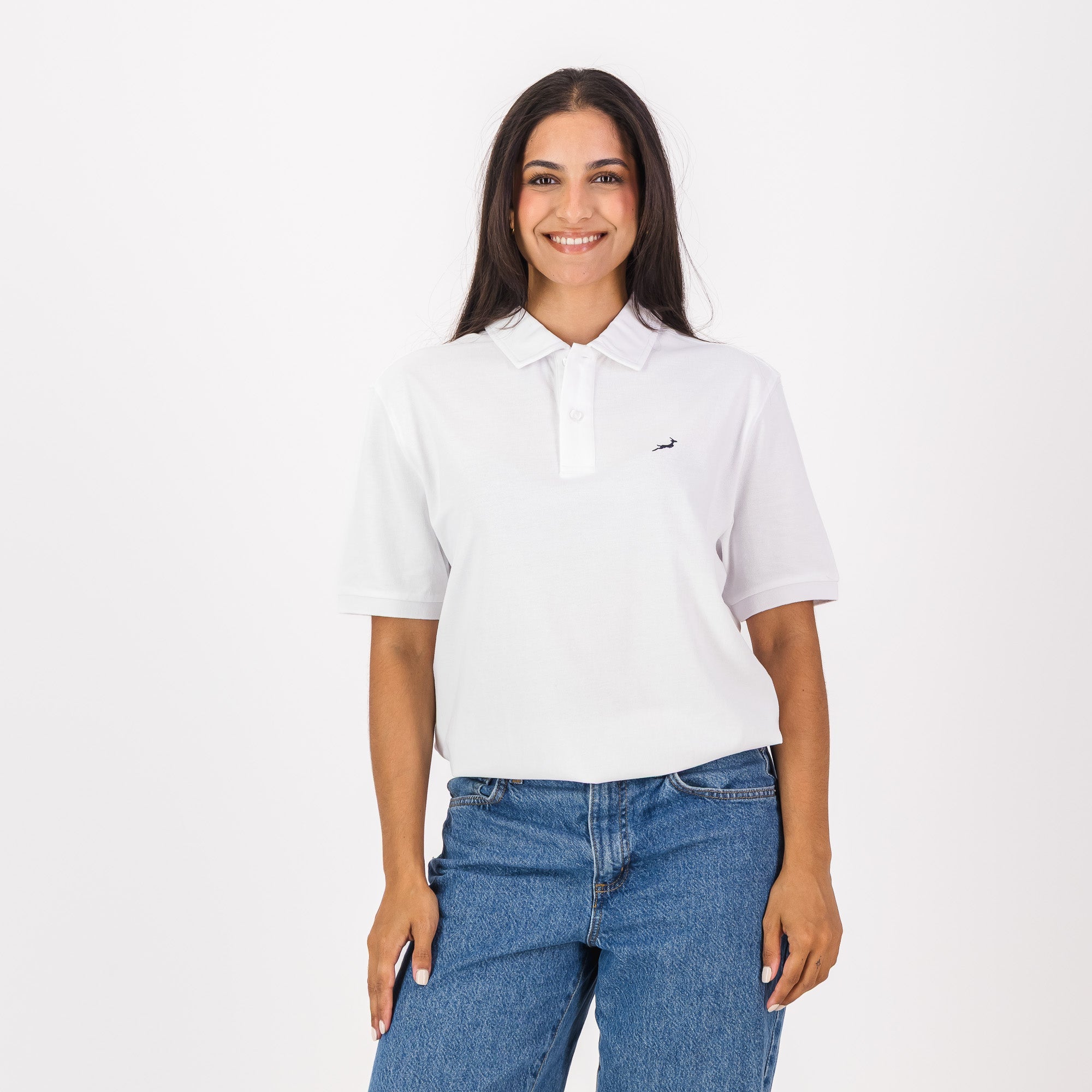 Springboks Contrast Embroidery Polo - White - Old School