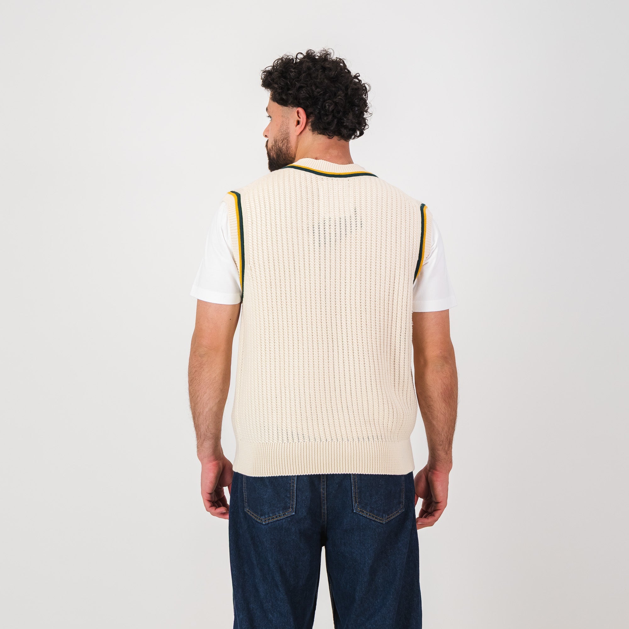 Springboks Crochet Vest Knit - Ivory - Old School