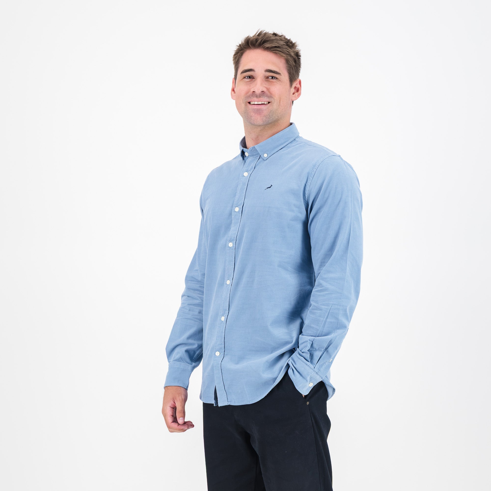 Springboks Fine Corduroy Shirt - Faded Denim - Old School