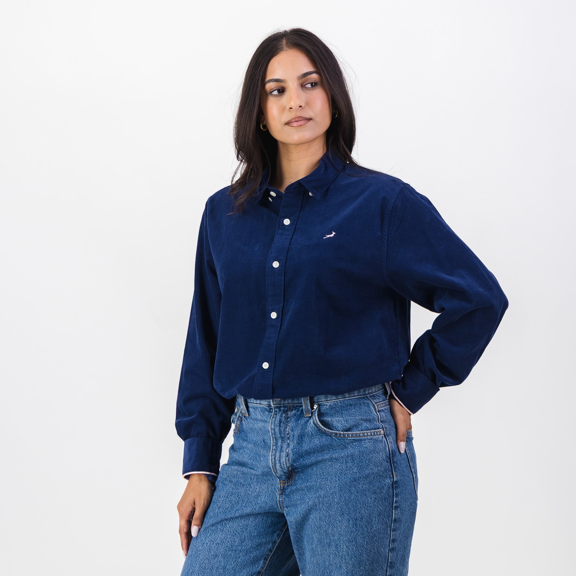 Springboks Fine Corduroy Shirt - Navy - Old School