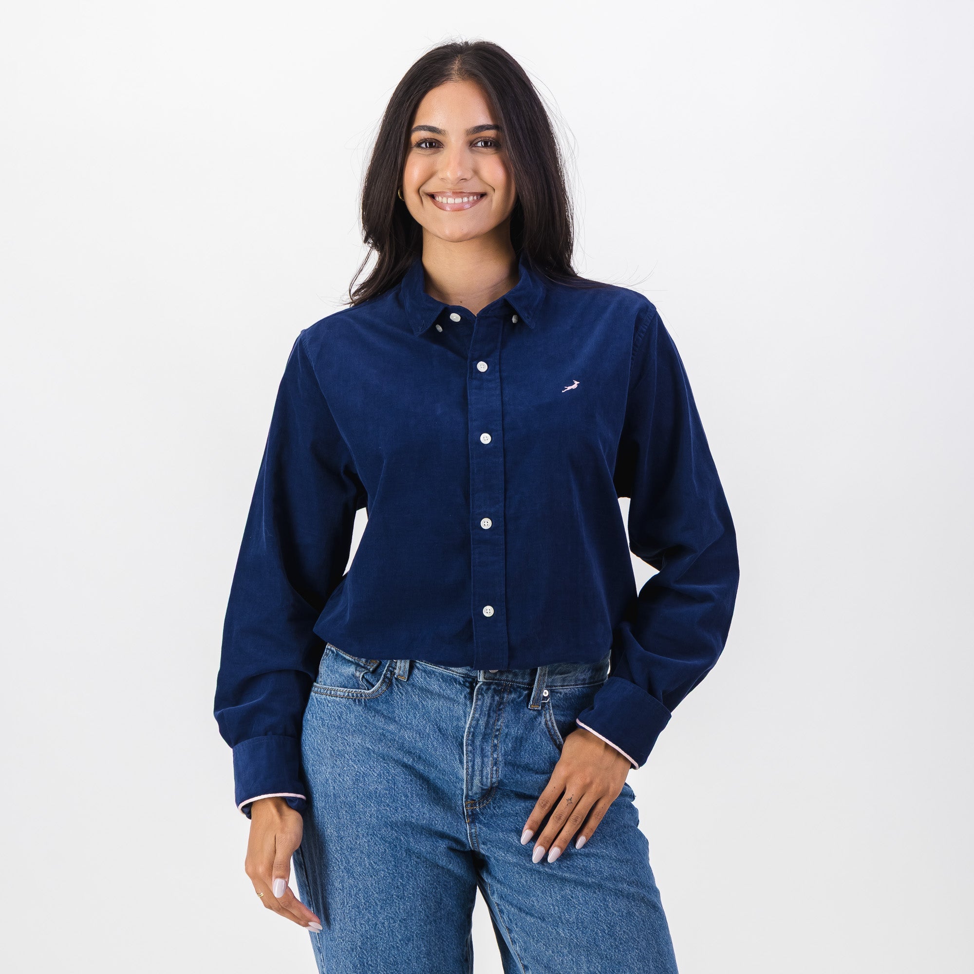 Springboks Fine Corduroy Shirt - Navy - Old School