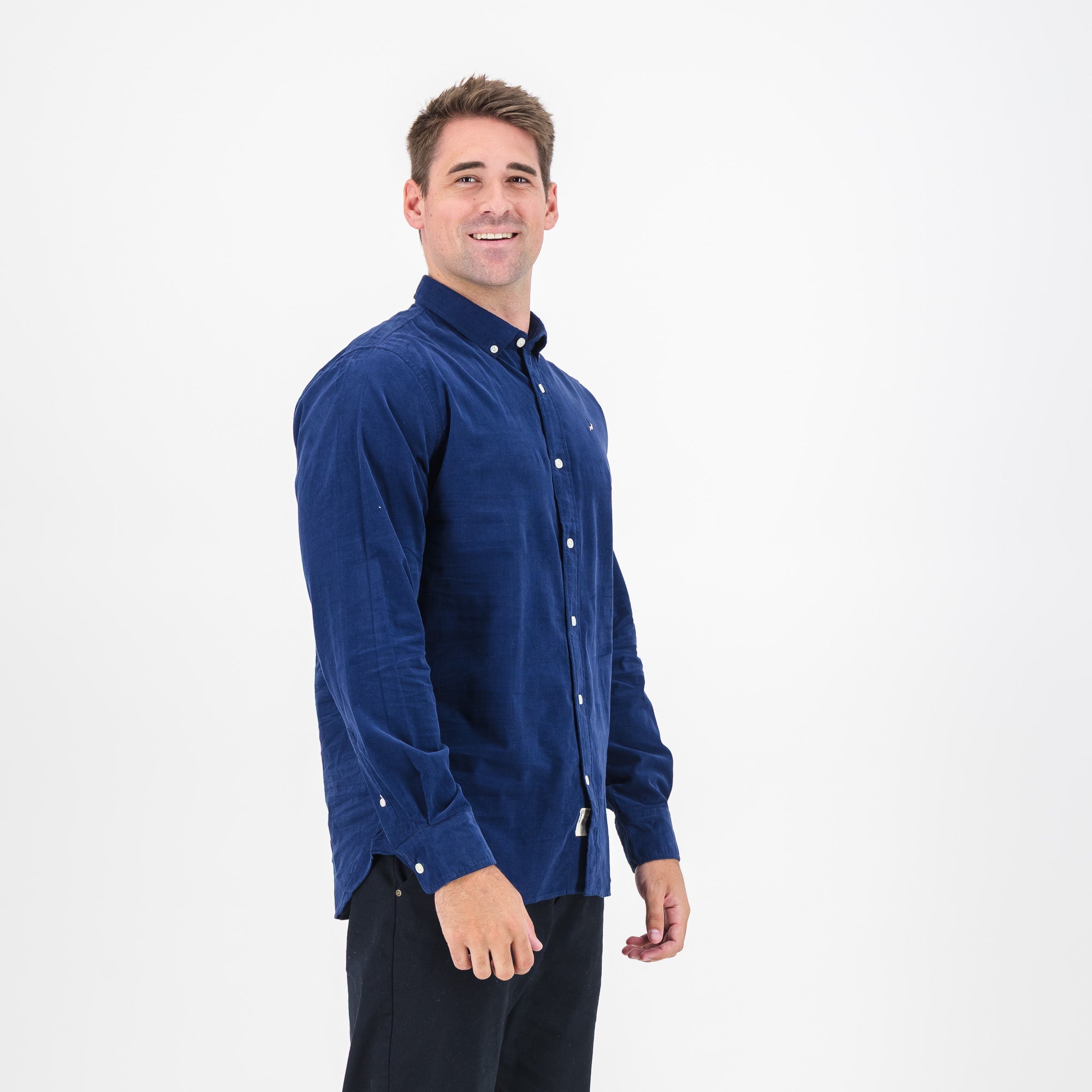 Springboks Fine Corduroy Shirt - Navy - Old School
