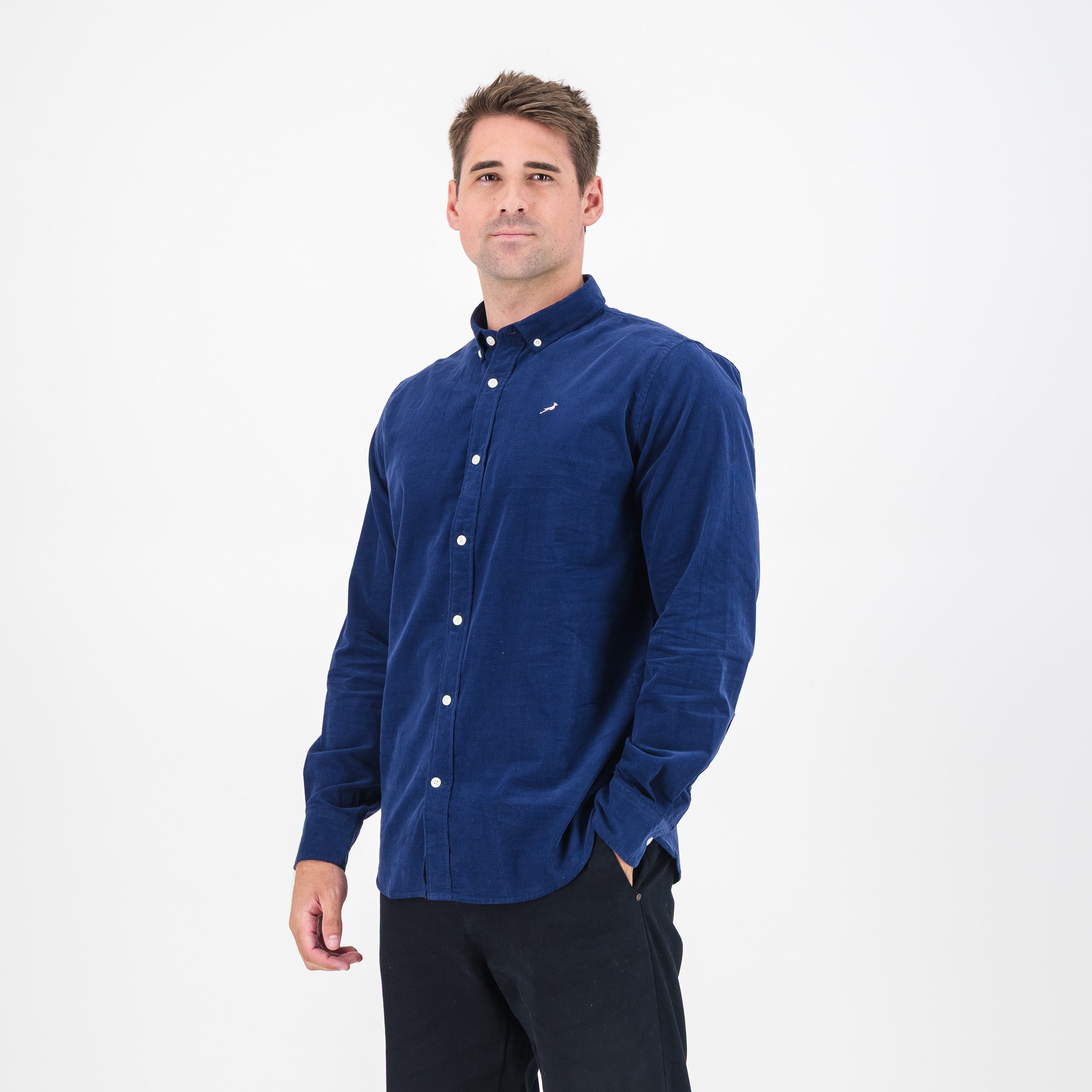 Springboks Fine Corduroy Shirt - Navy - Old School