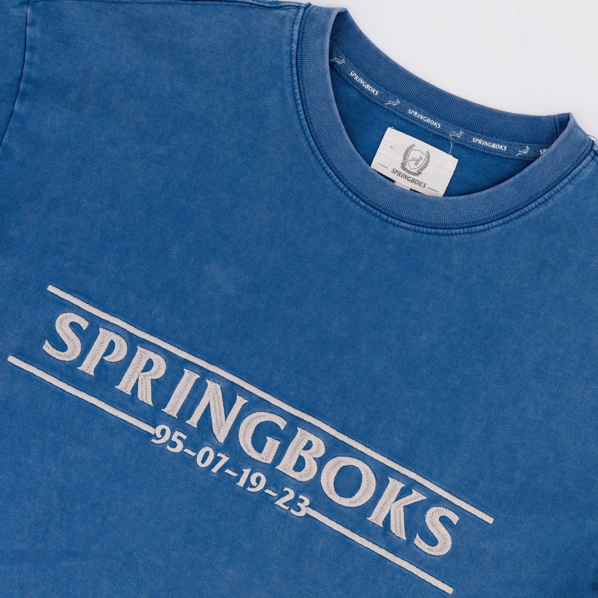 Springboks Four Wins Acid Wash Boxy Crew Tee - Navy - Old School