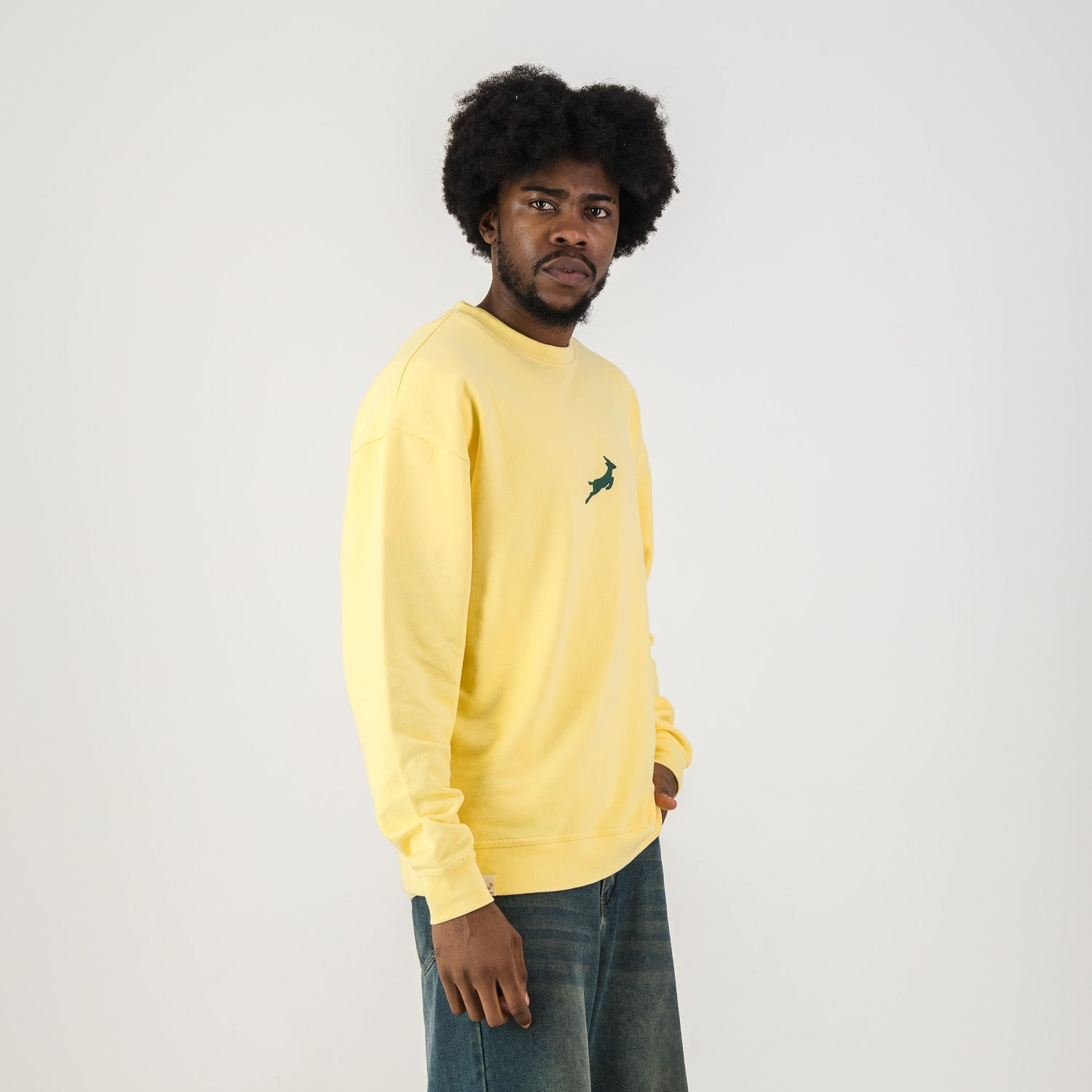 Springboks HS Middle Logo Crew Sweat - Sunshine - Old School