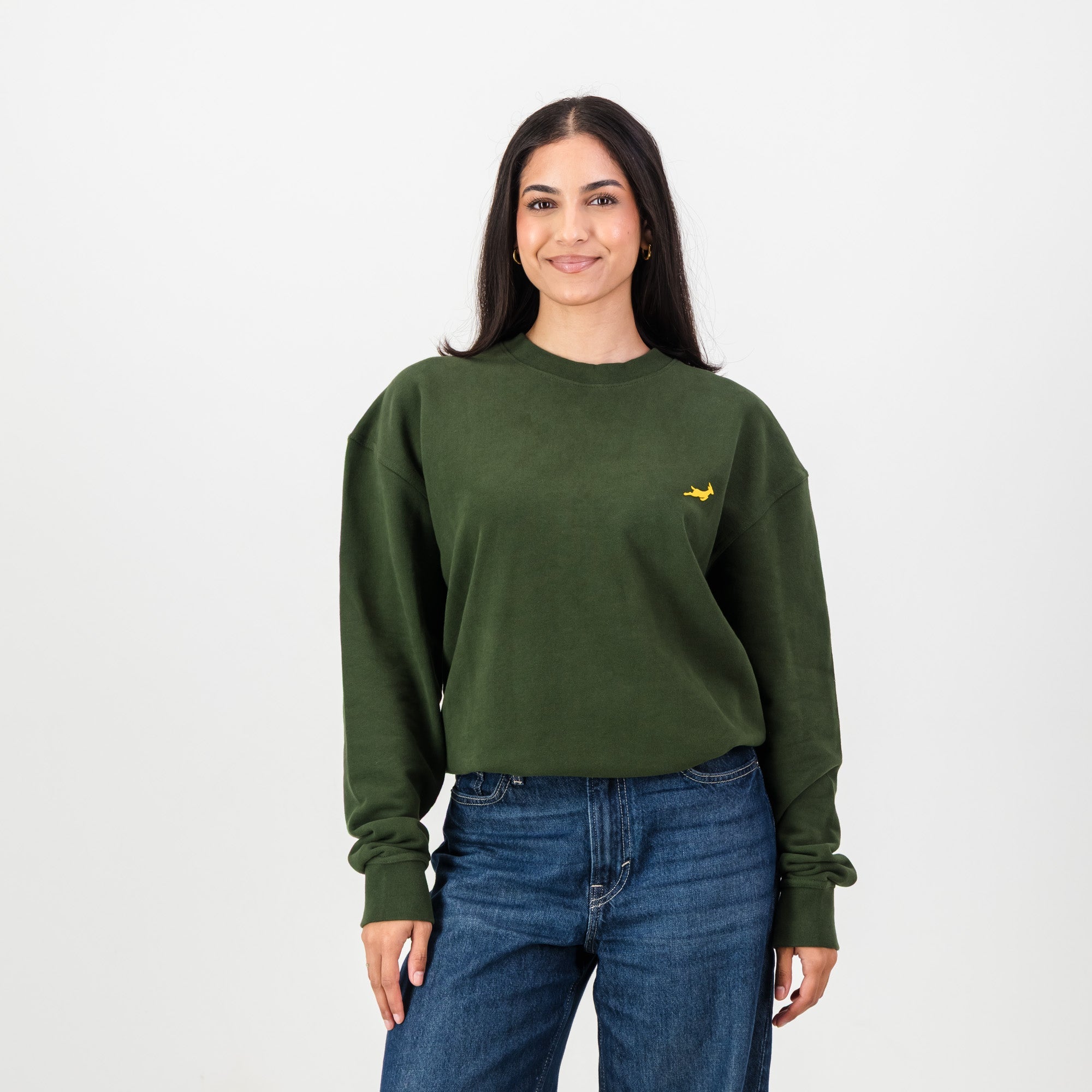Springboks HS Small logo Crew Sweat - Military Olive - Old School