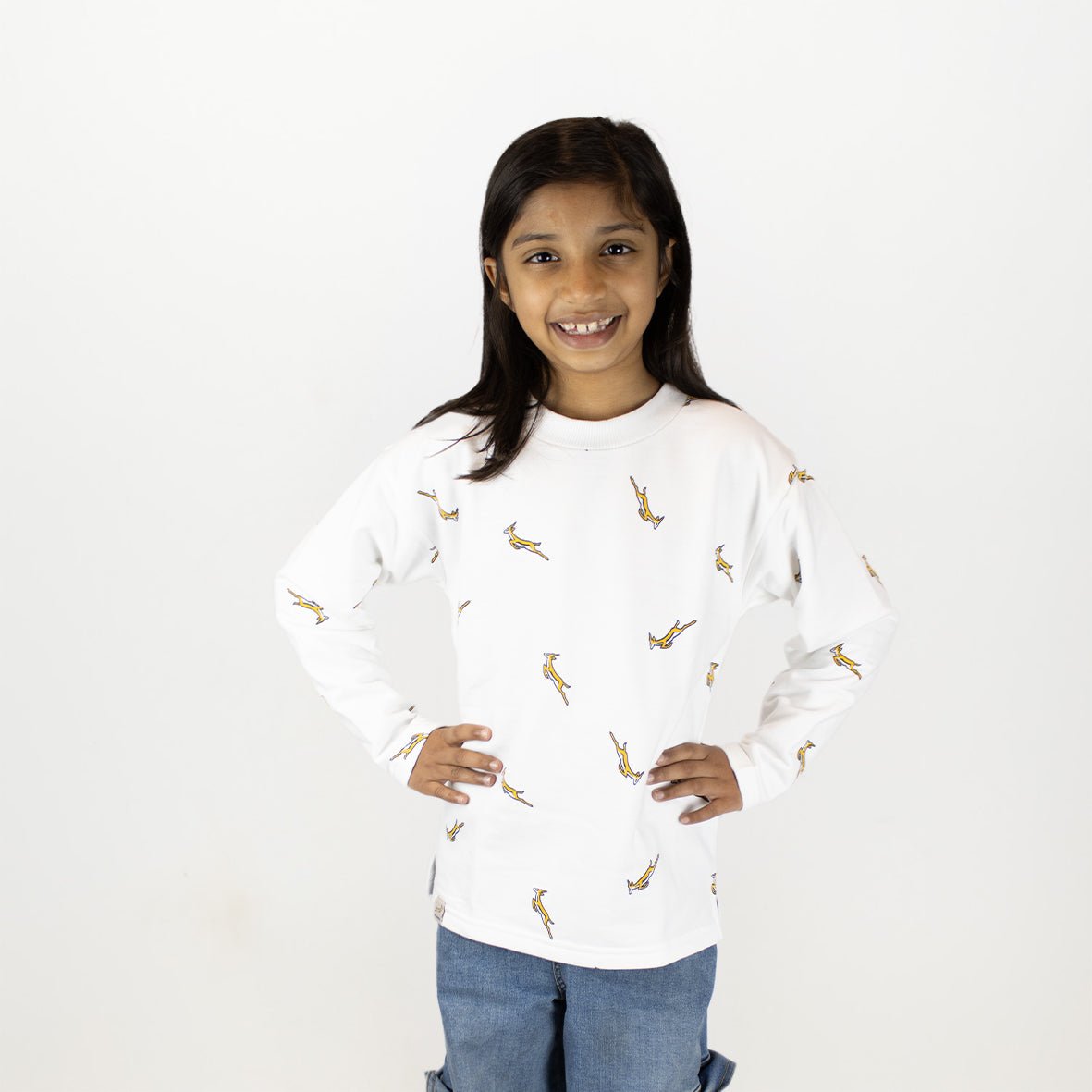 Springboks Kids Bokkies Fleece Sweat - White - Old School
