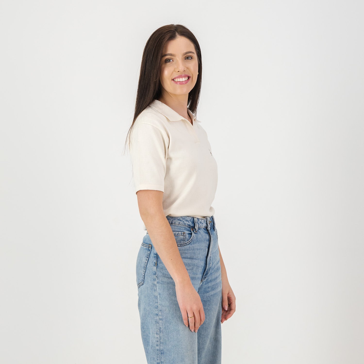 Springboks Knitted Crop SS Polo - Ivory - Old School