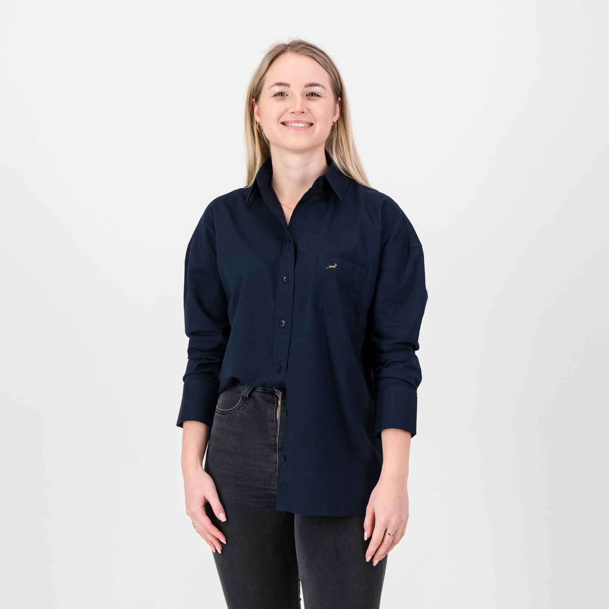 Springboks Ladies Oxford Shirt - Navy - Old School